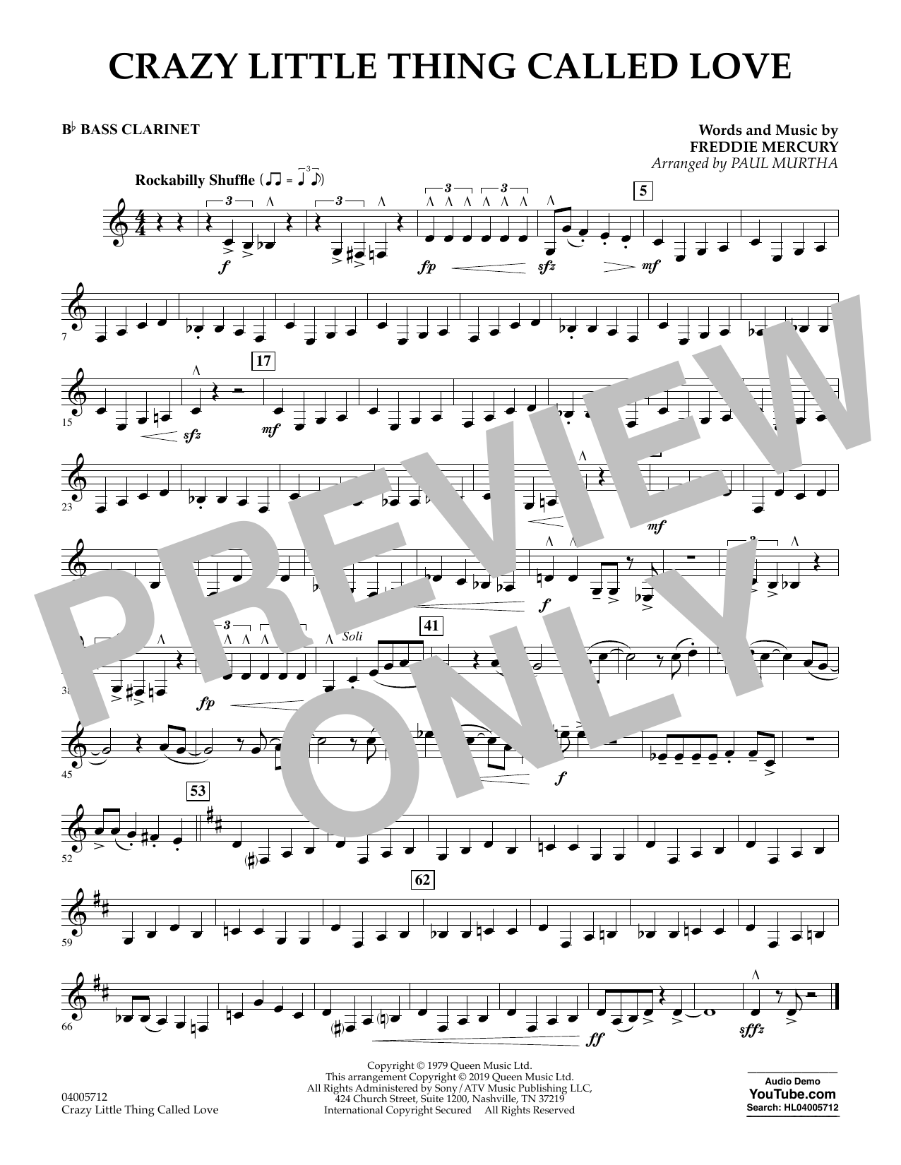 Crazy Little Thing Called Love (arr. Paul Murtha) – Bb Bass Clarinet Crazy Little Thing Called Love (arr. Paul Murtha) – Bb Bass Clarinet