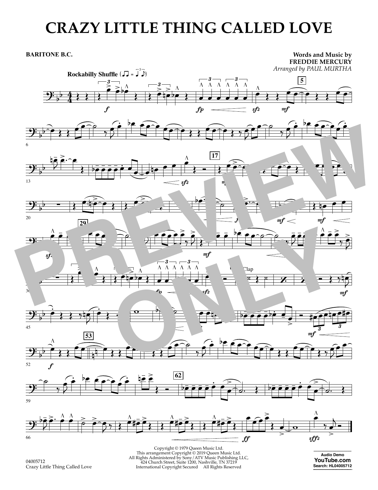 Crazy Little Thing Called Love (arr. Paul Murtha) – Baritone B.C. Crazy Little Thing Called Love (arr. Paul Murtha) – Baritone B.C.