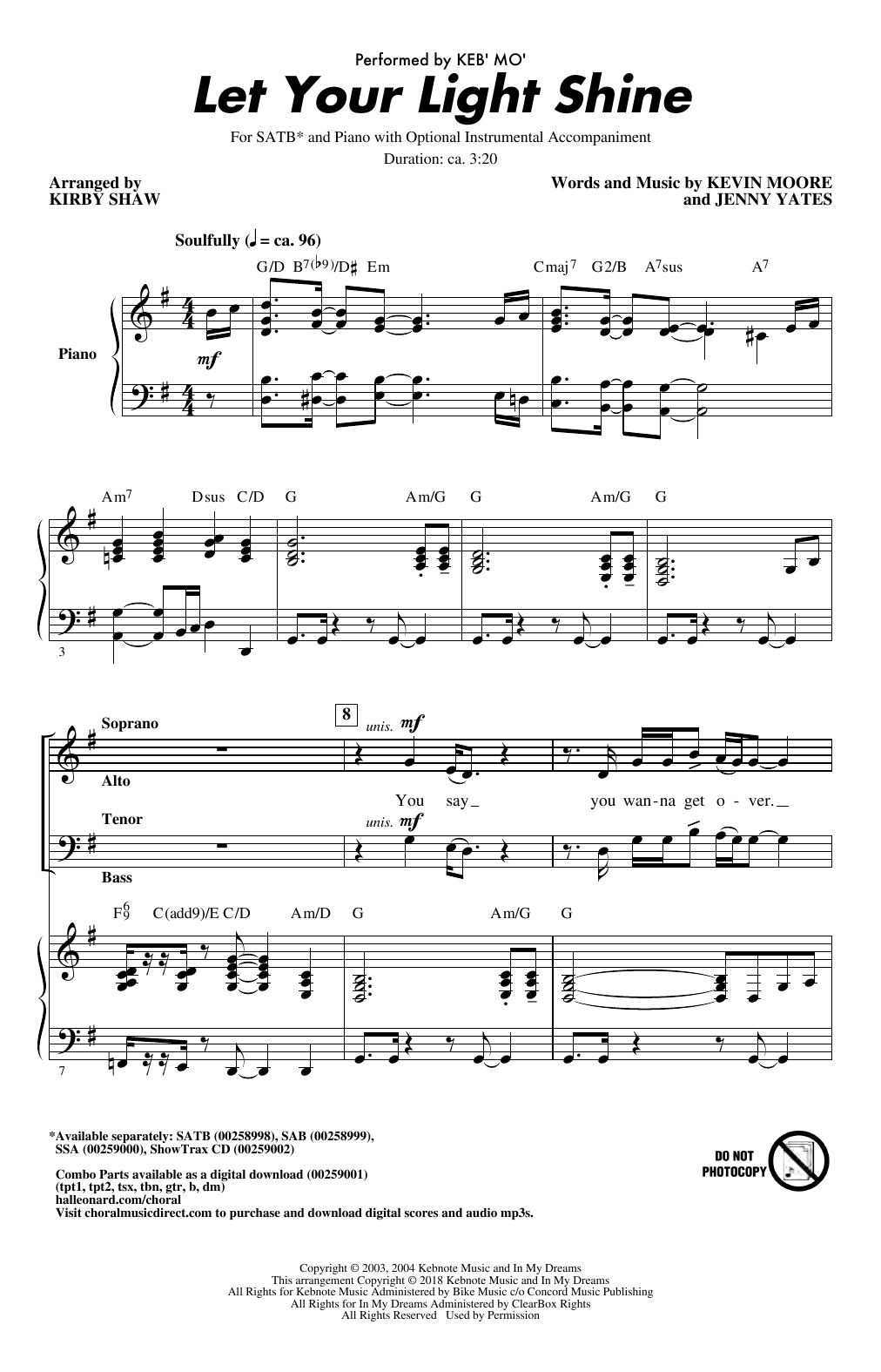 Let Your Light Shine (arr. Kirby Shaw) Let Your Light Shine (arr. Kirby Shaw)