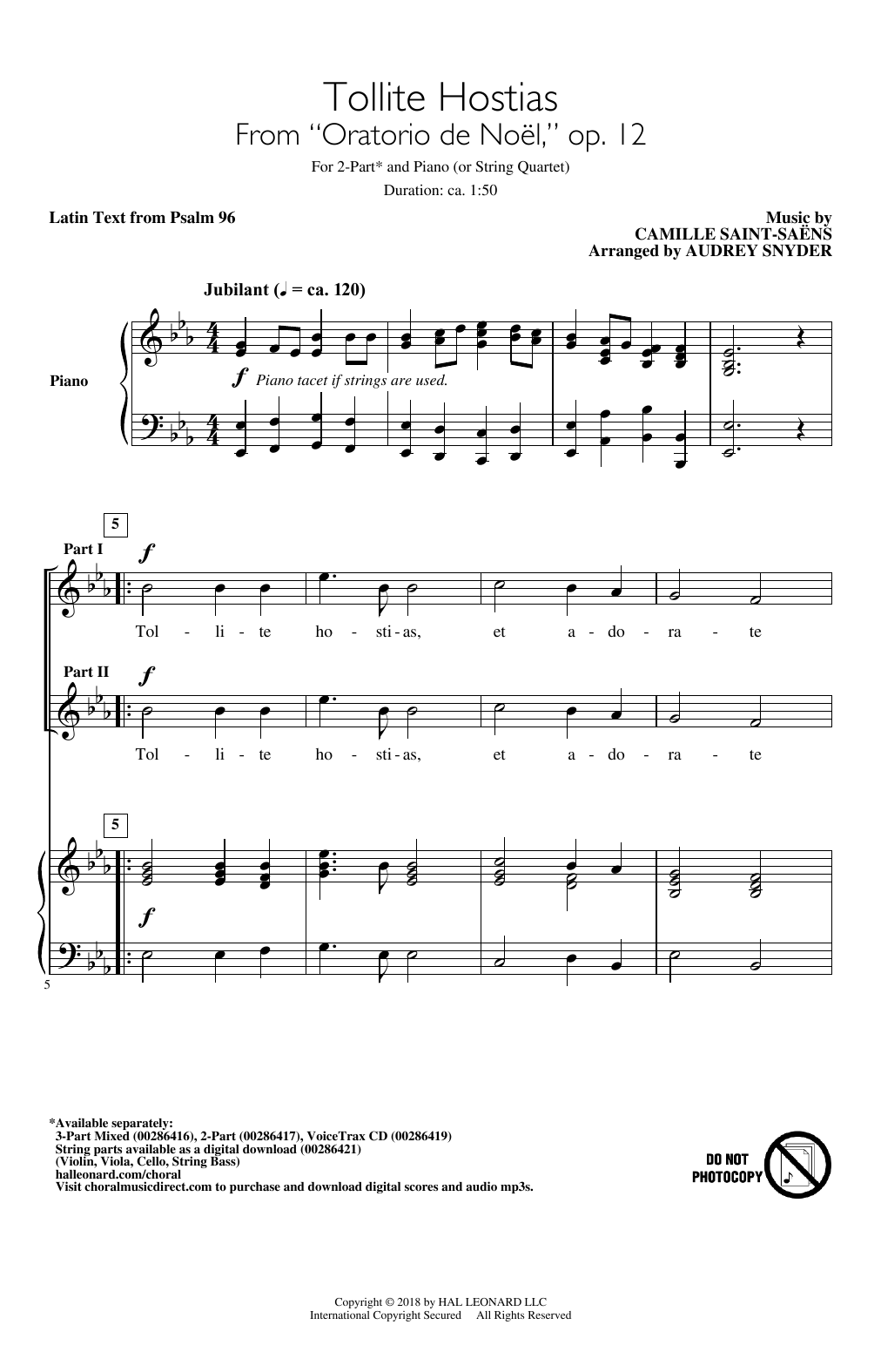 Tollite Hostias (arr. Audrey Snyder)