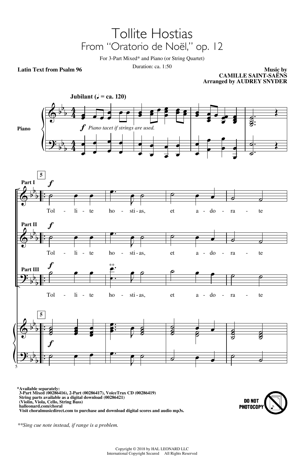 Tollite Hostias (arr. Audrey Snyder)
