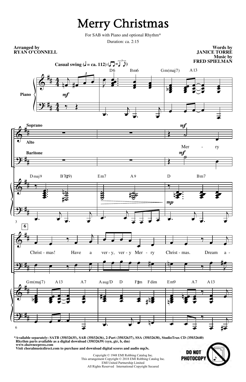 Merry Christmas (arr. Ryan O’Connell)