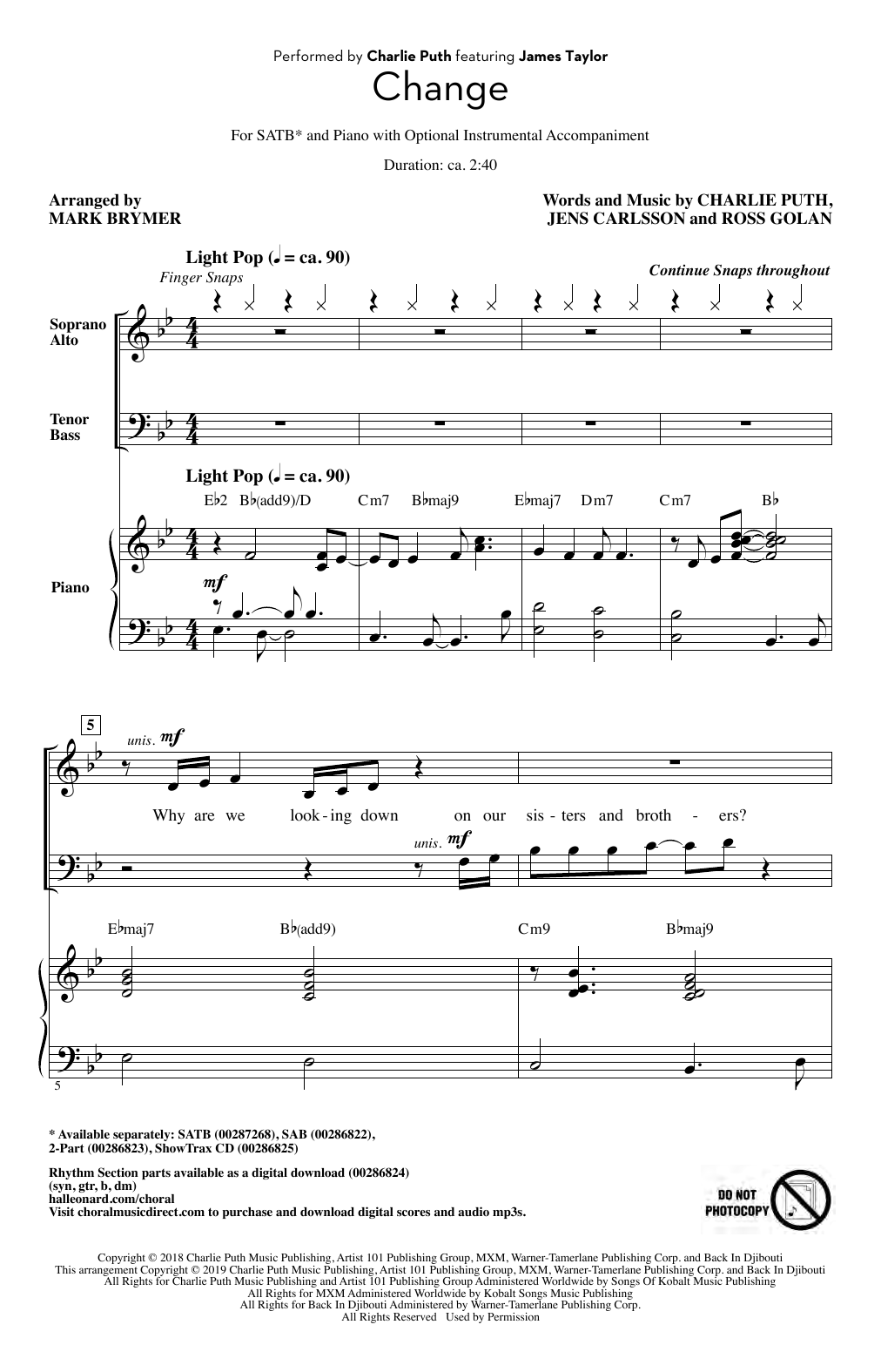 Change (feat. James Taylor) (arr. Mark Brymer)