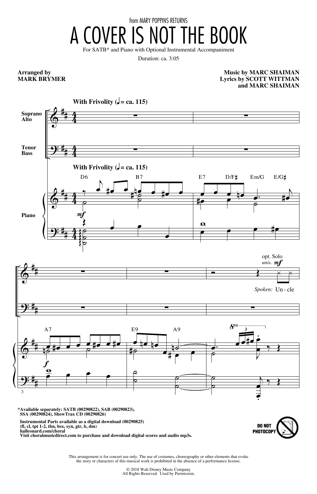 A Cover Is Not The Book (from Mary Poppins Returns) (arr. Mark Brymer)