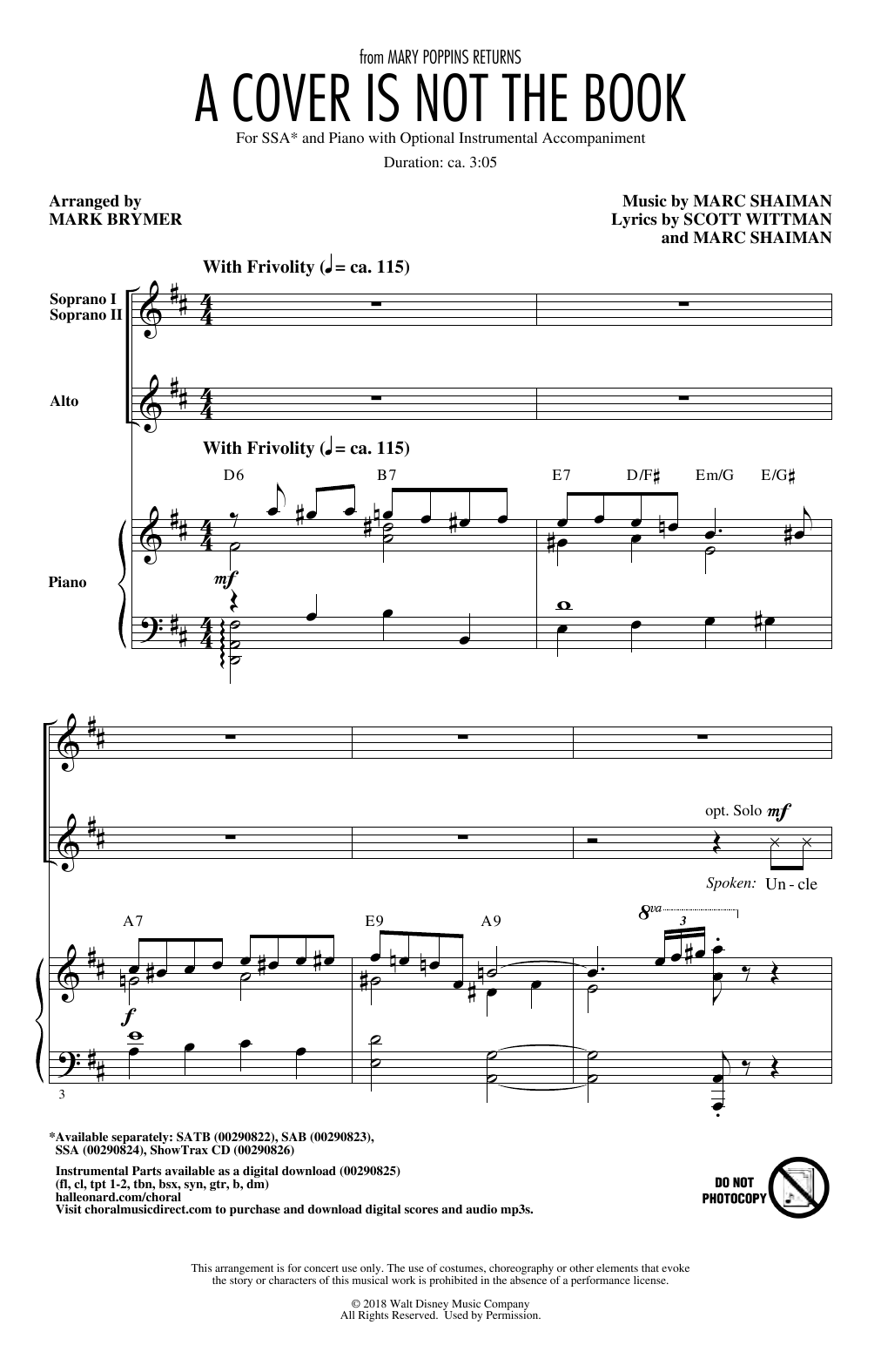 A Cover Is Not The Book (from Mary Poppins Returns) (arr. Mark Brymer)