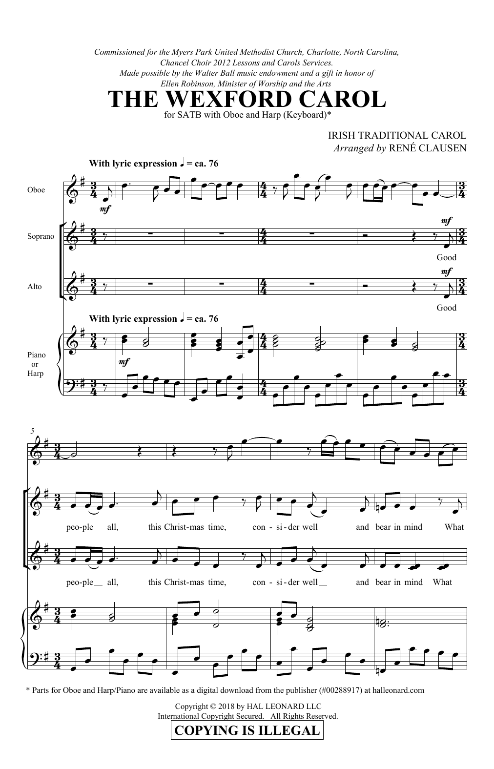 The Wexford Carol (arr. Rene Clausen)