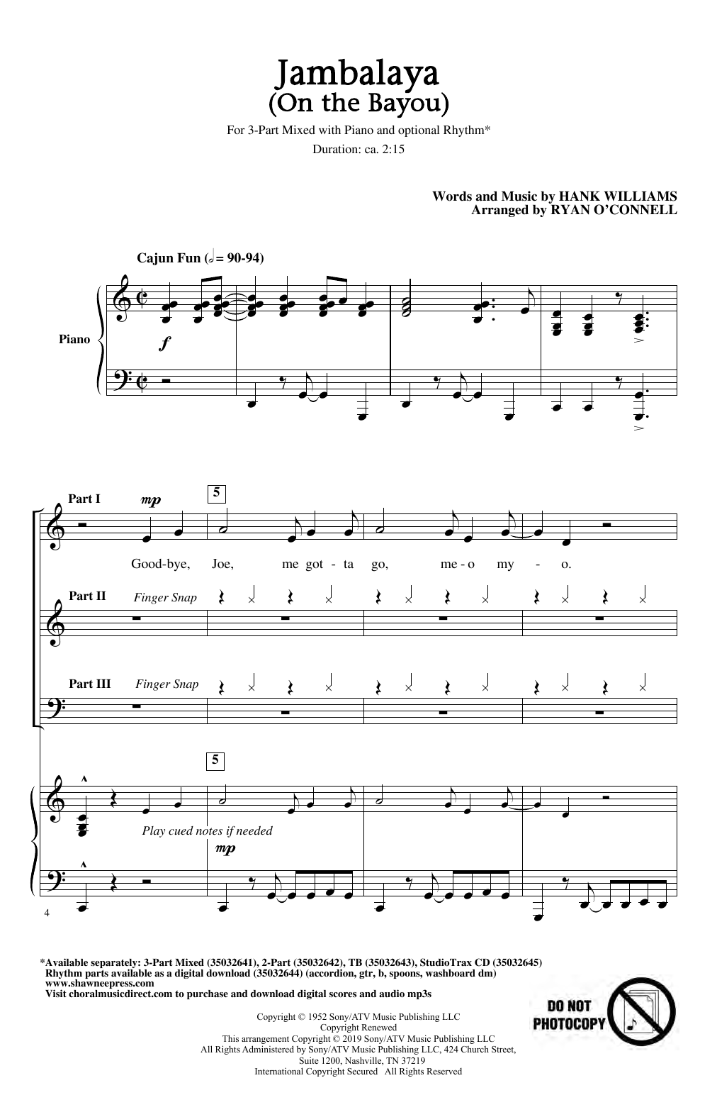 Jambalaya (On The Bayou) (arr. Ryan O’Connell)