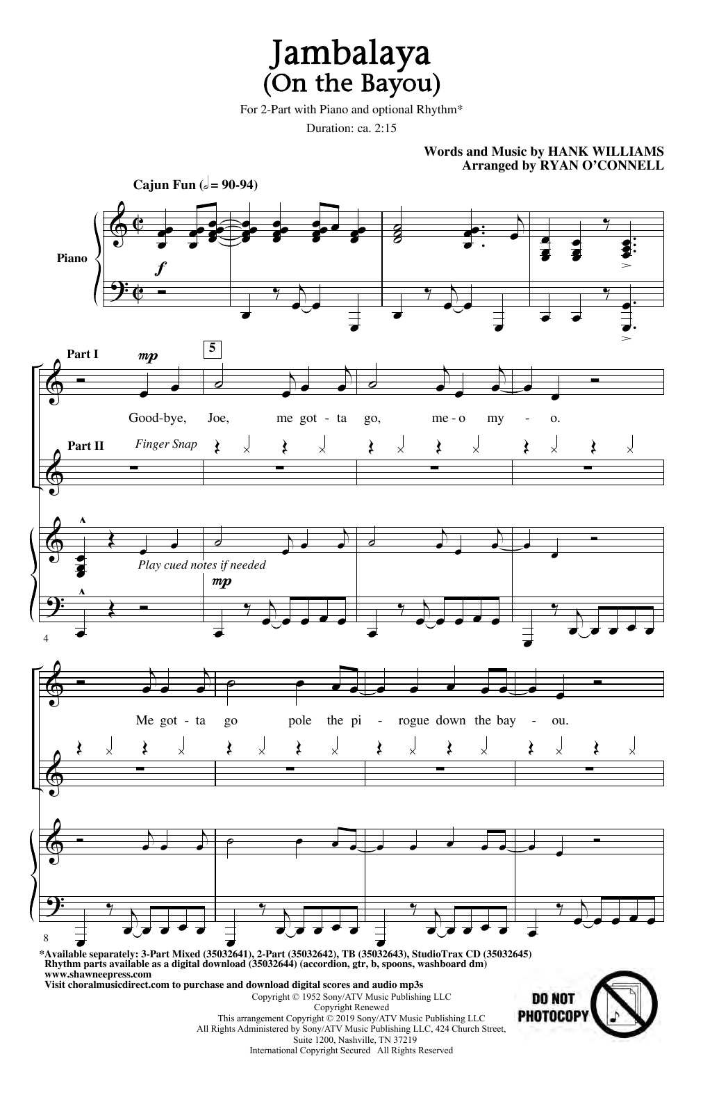Jambalaya (On The Bayou) (arr. Ryan O’Connell)