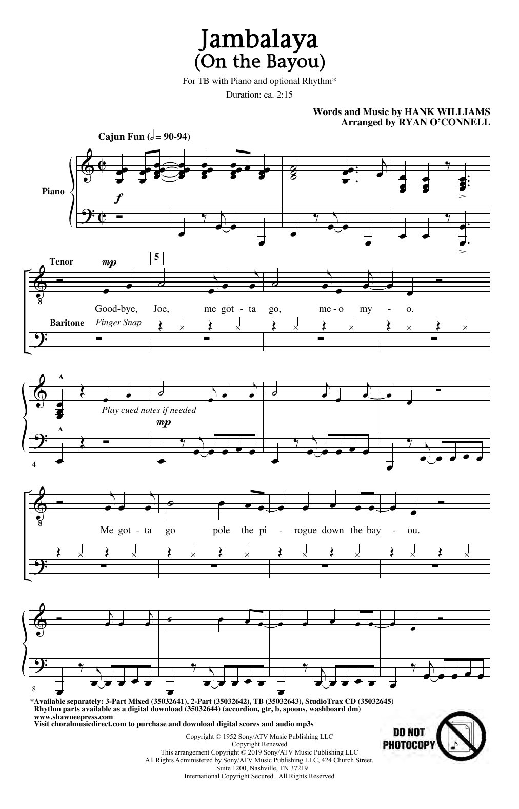 Jambalaya (On The Bayou) (arr. Ryan O’Connell)