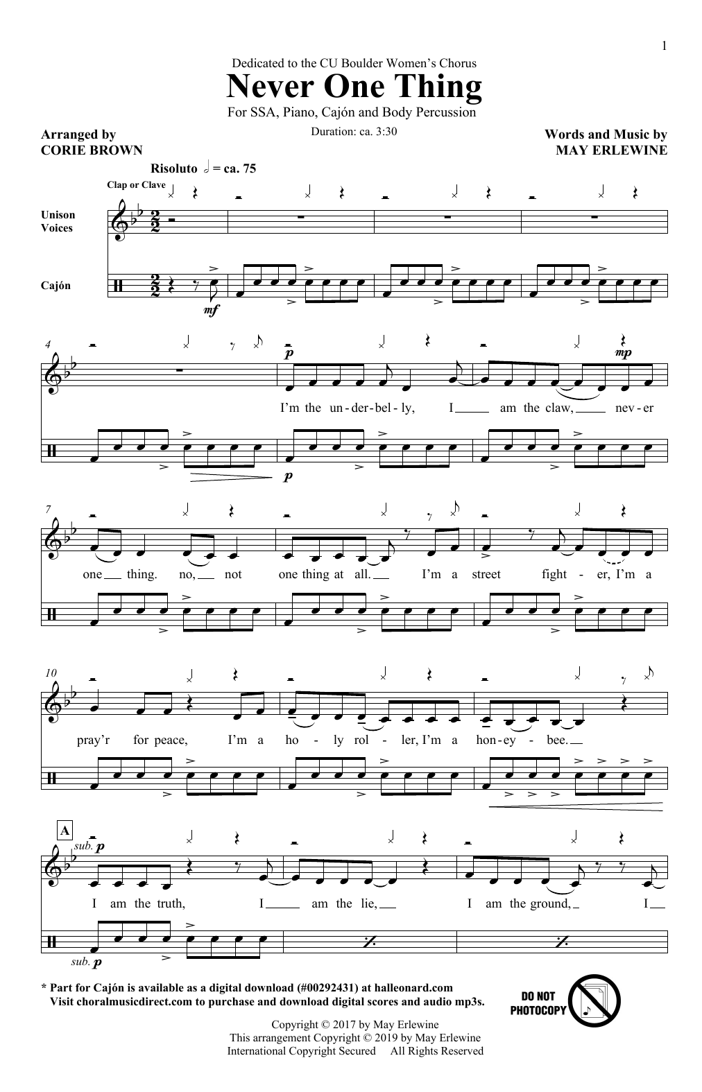 Never One Thing (arr. Corie Brown)