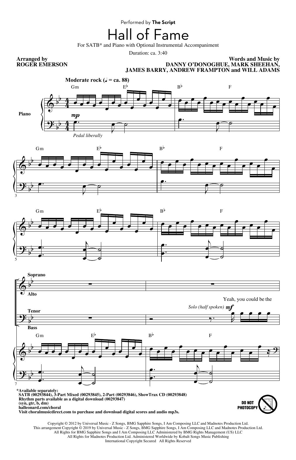 Hall Of Fame (feat. Will.I.Am) (arr. Roger Emerson)