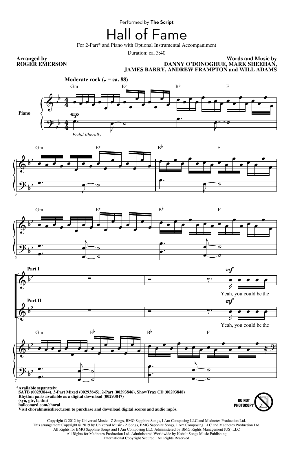 Hall Of Fame (feat. Will.I.Am) (arr. Roger Emerson)