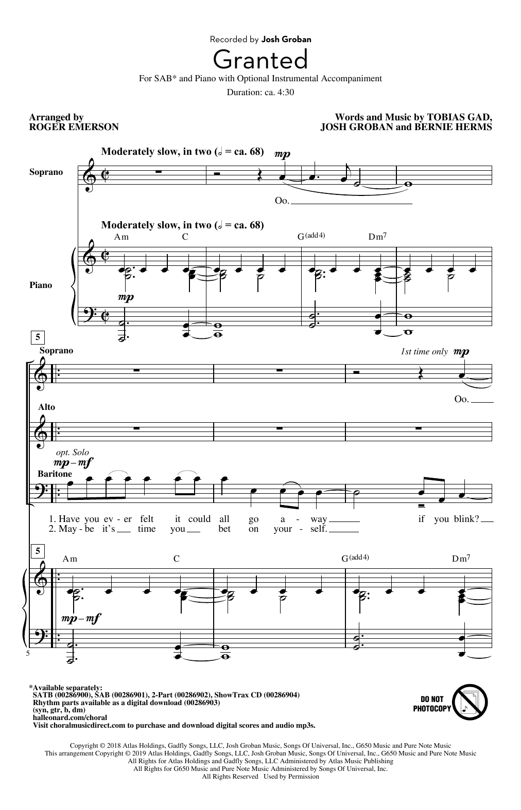 Granted (arr. Roger Emerson)