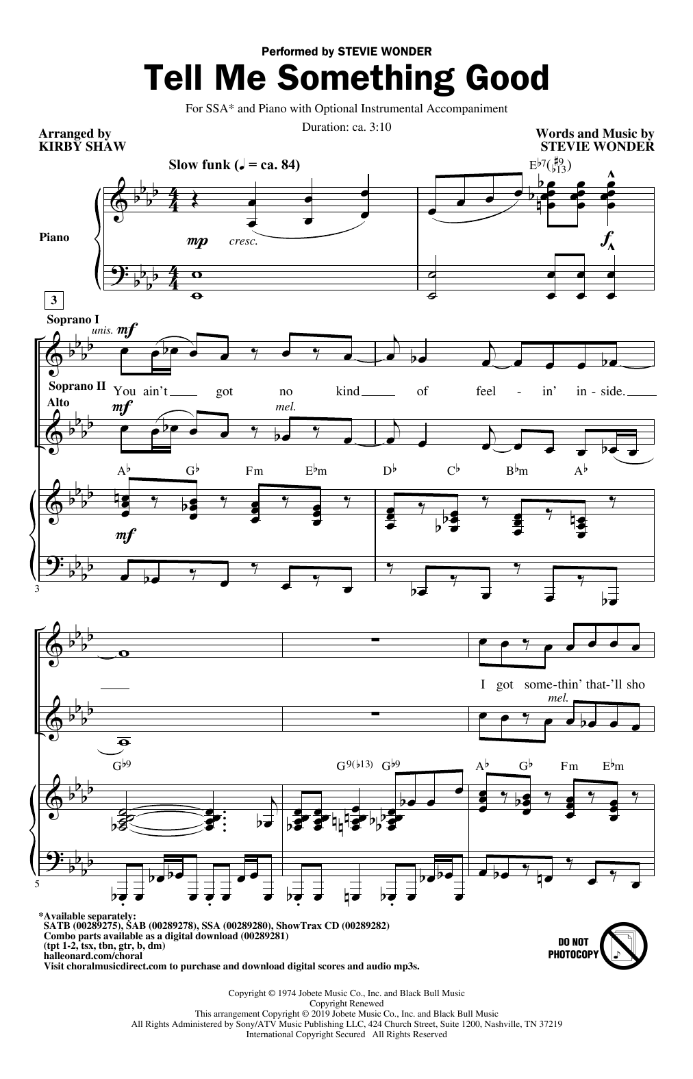 Tell Me Something Good (arr. Kirby Shaw)