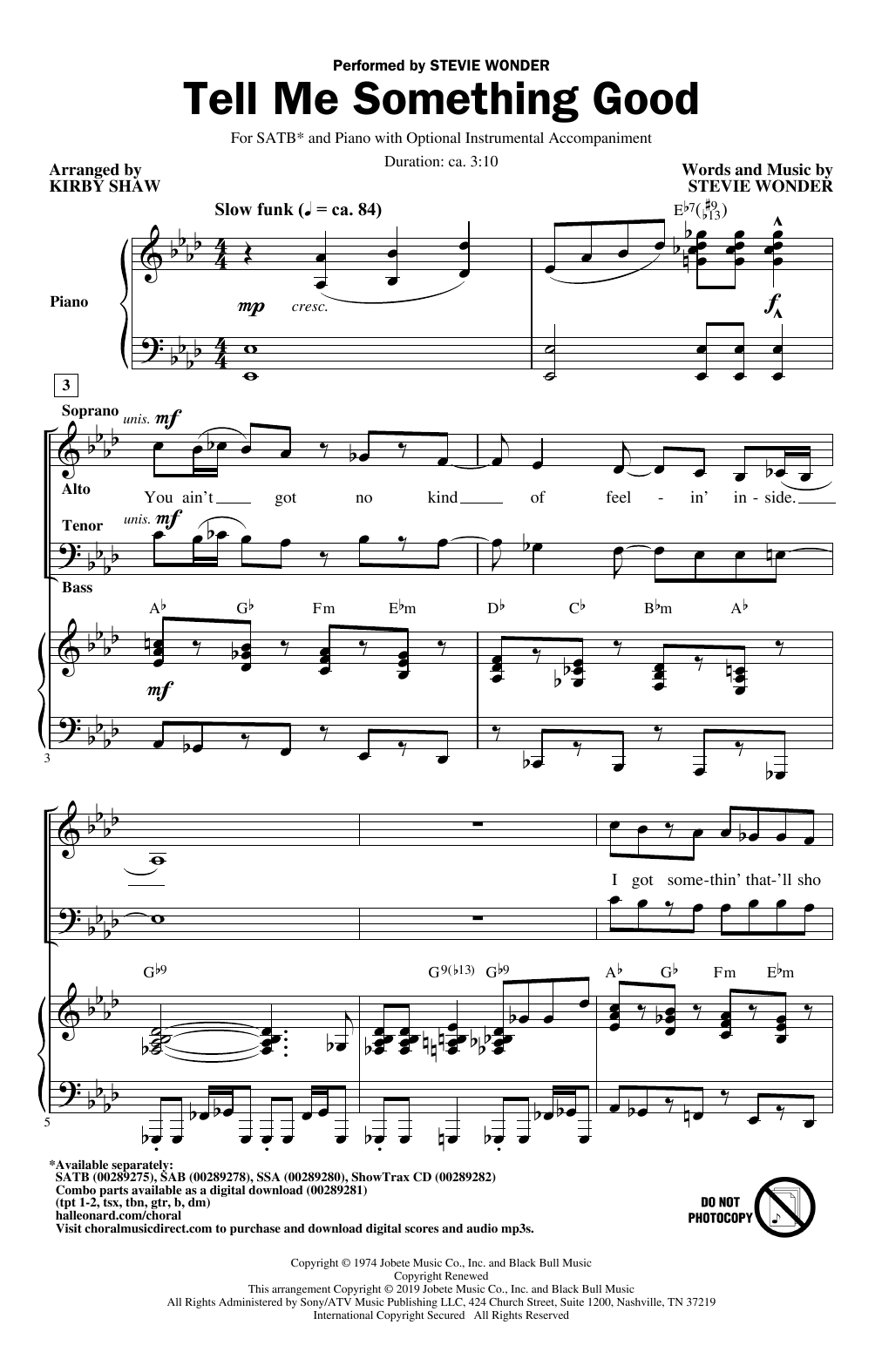Tell Me Something Good (arr. Kirby Shaw)