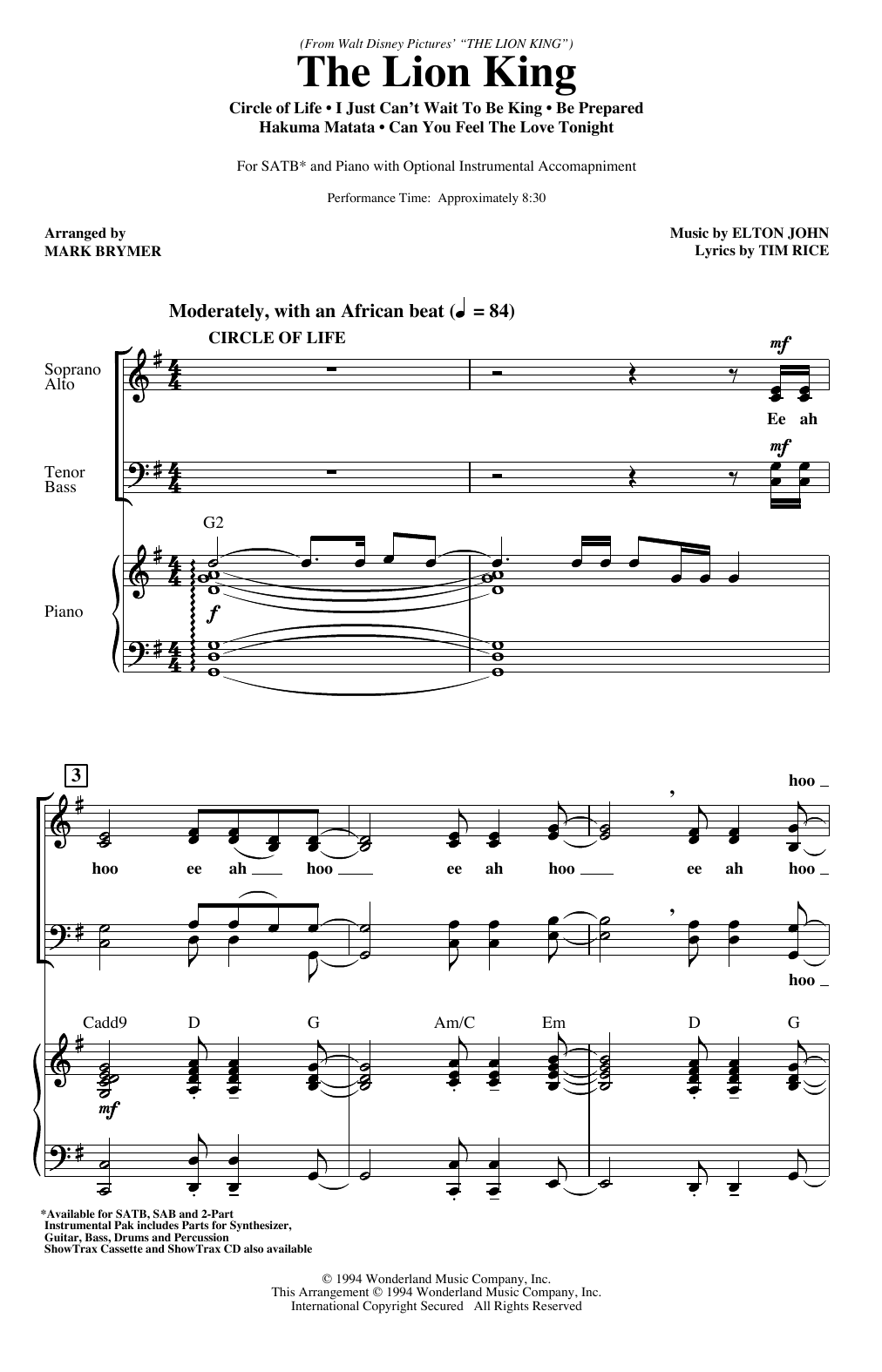 The Lion King (Medley) (arr. Mark Brymer)