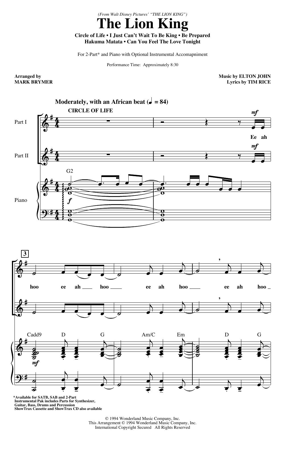 The Lion King (Medley) (arr. Mark Brymer)