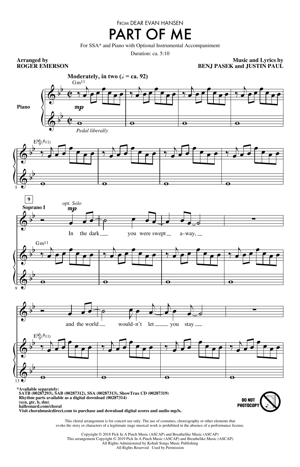 Part Of Me (from Dear Evan Hansen) (arr. Roger Emerson)