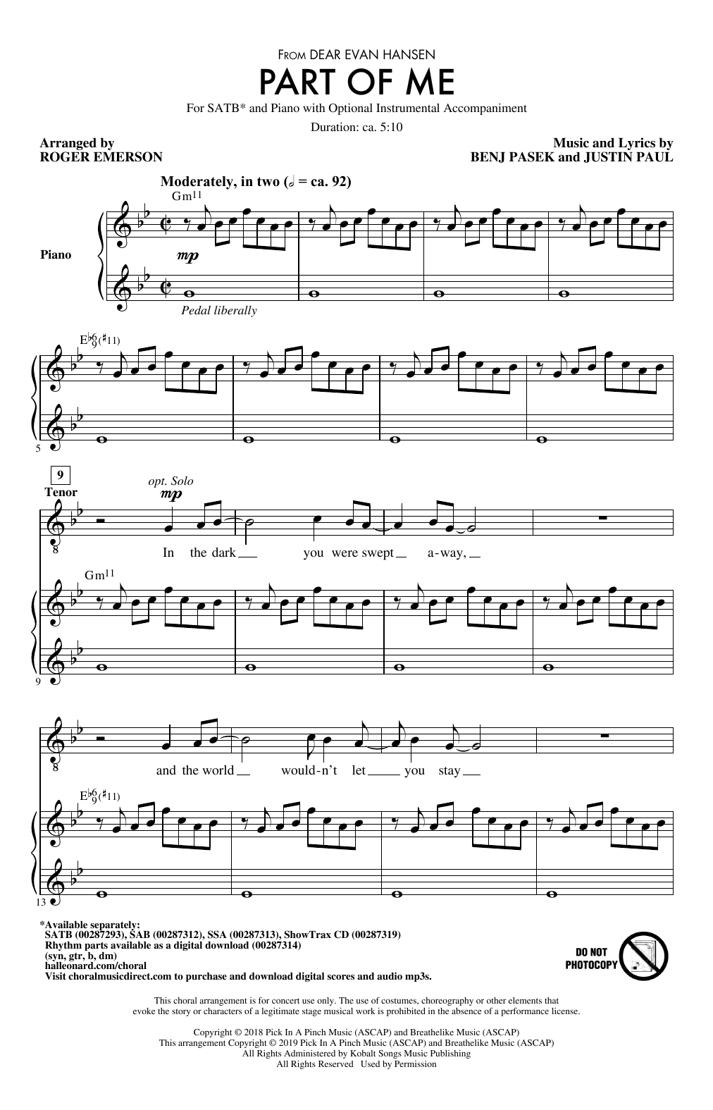 Part Of Me (from Dear Evan Hansen) (arr. Roger Emerson)