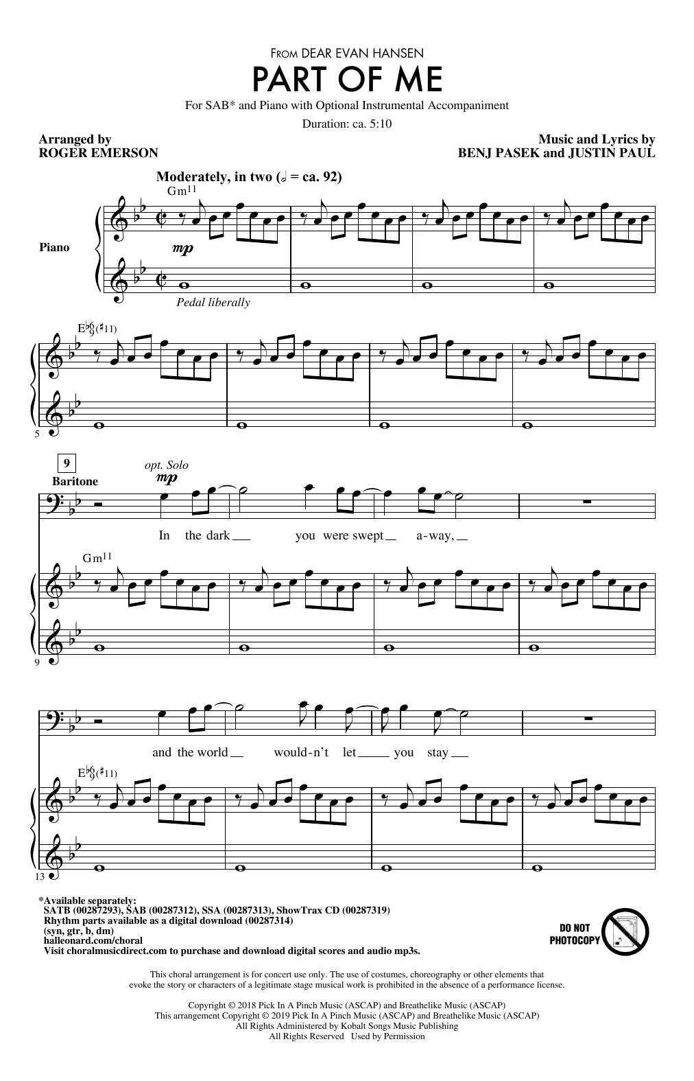 Part Of Me (from Dear Evan Hansen) (arr. Roger Emerson)
