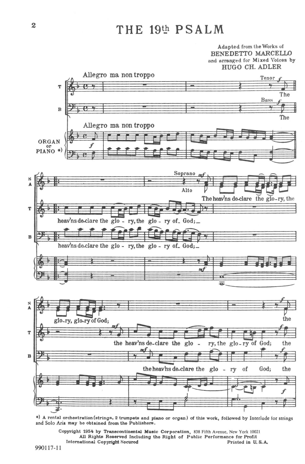 The 19th Psalm Organ Or Piano The 19th Psalm Organ Or Piano