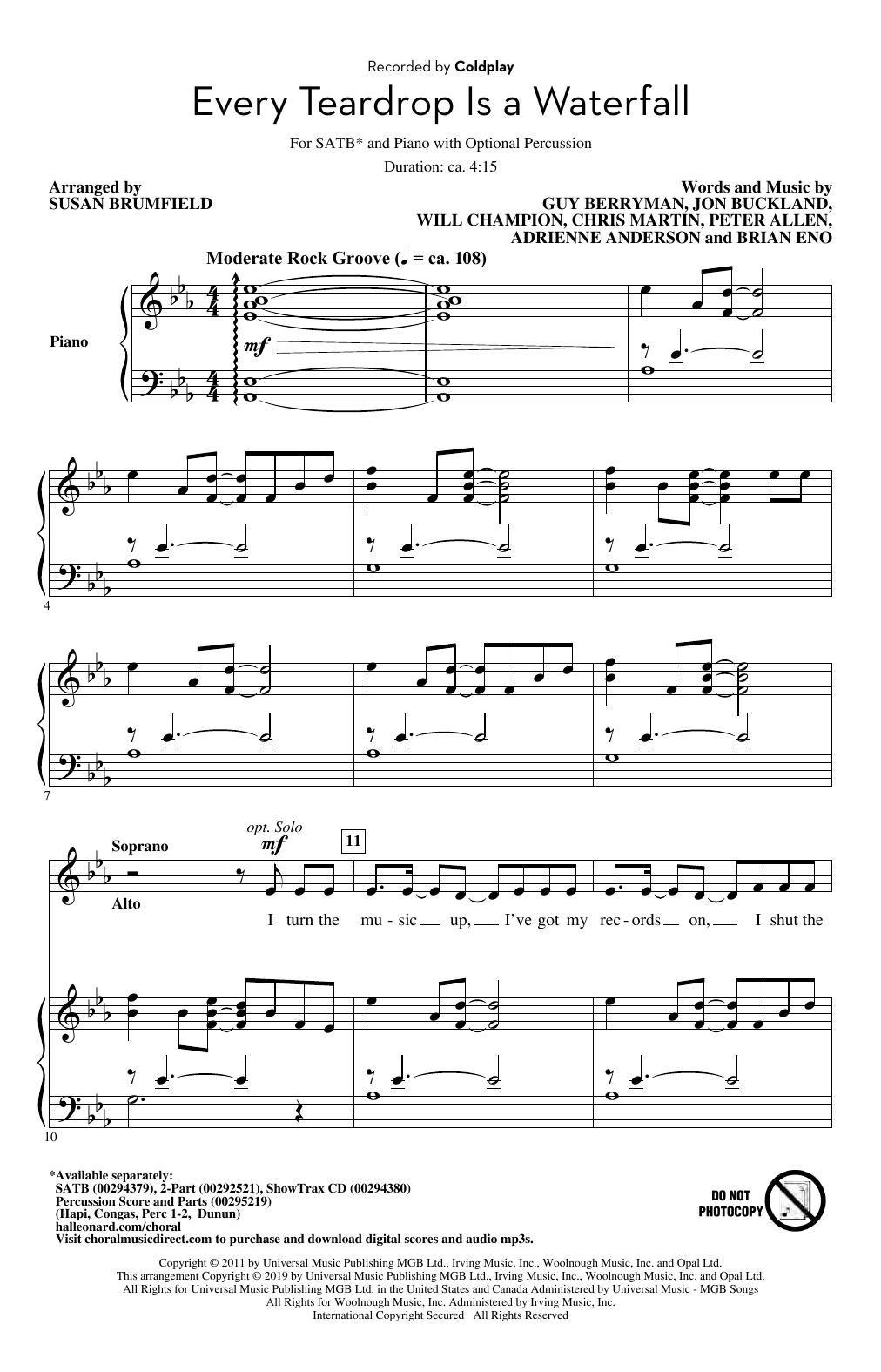 Every Teardrop Is A Waterfall (arr. Susan Brumfield)