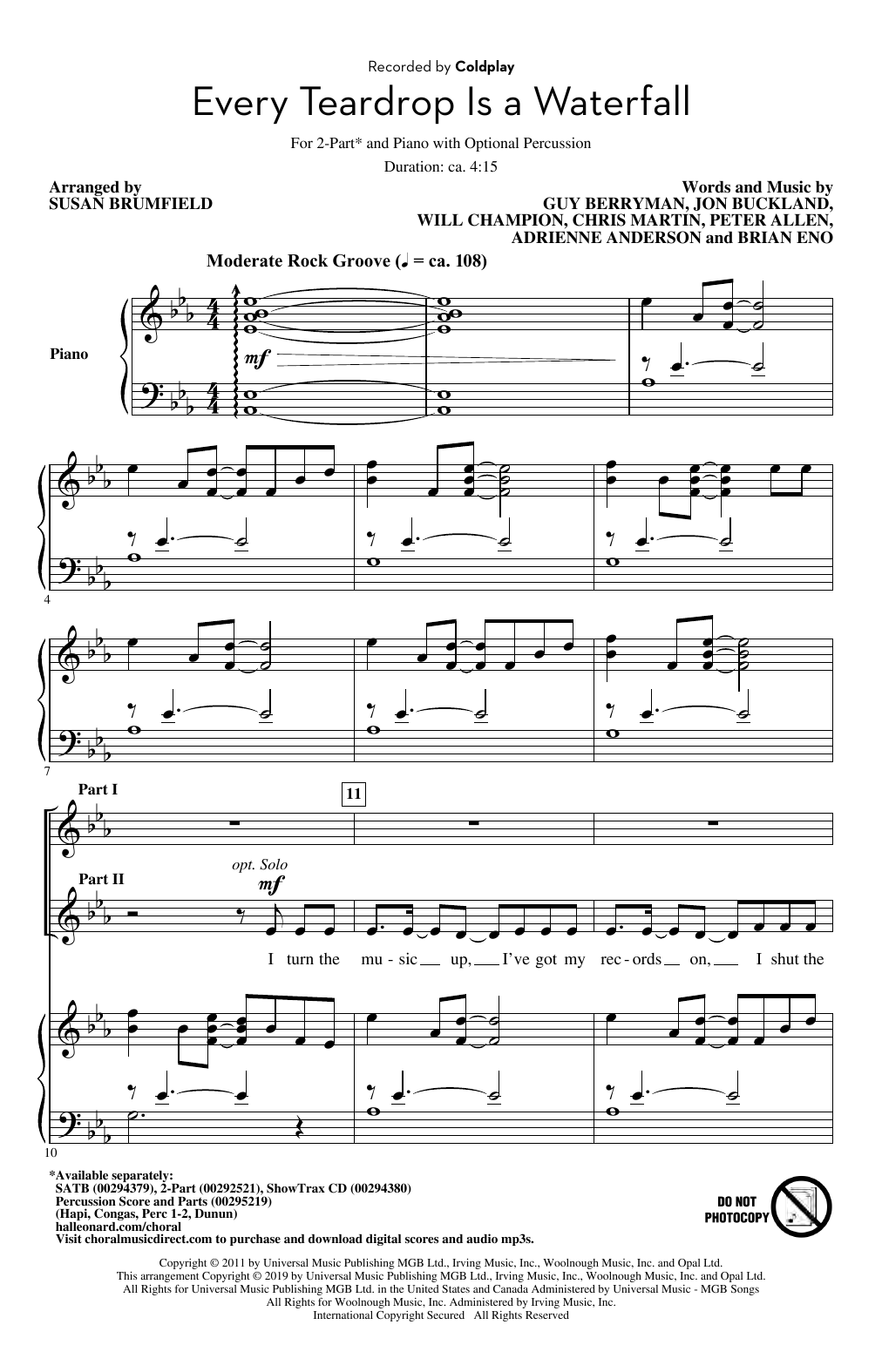 Every Teardrop Is A Waterfall (arr. Susan Brumfield)