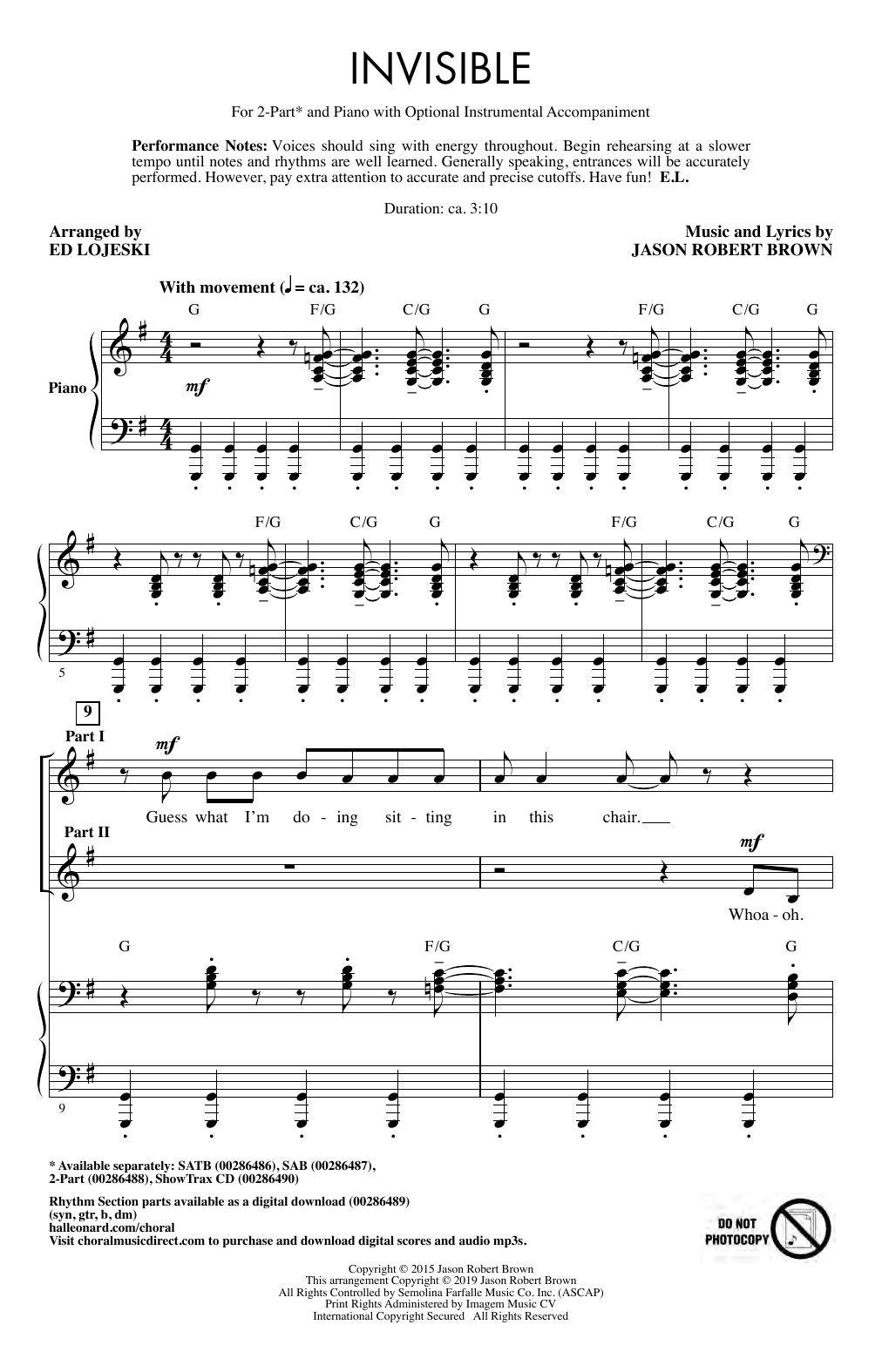 Invisible (arr. Ed Lojeski)