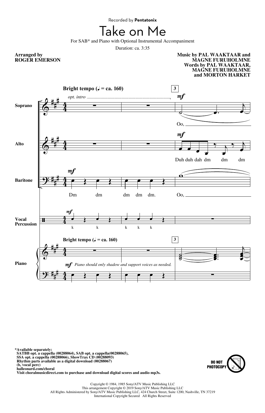 Take On Me (arr. Roger Emerson)