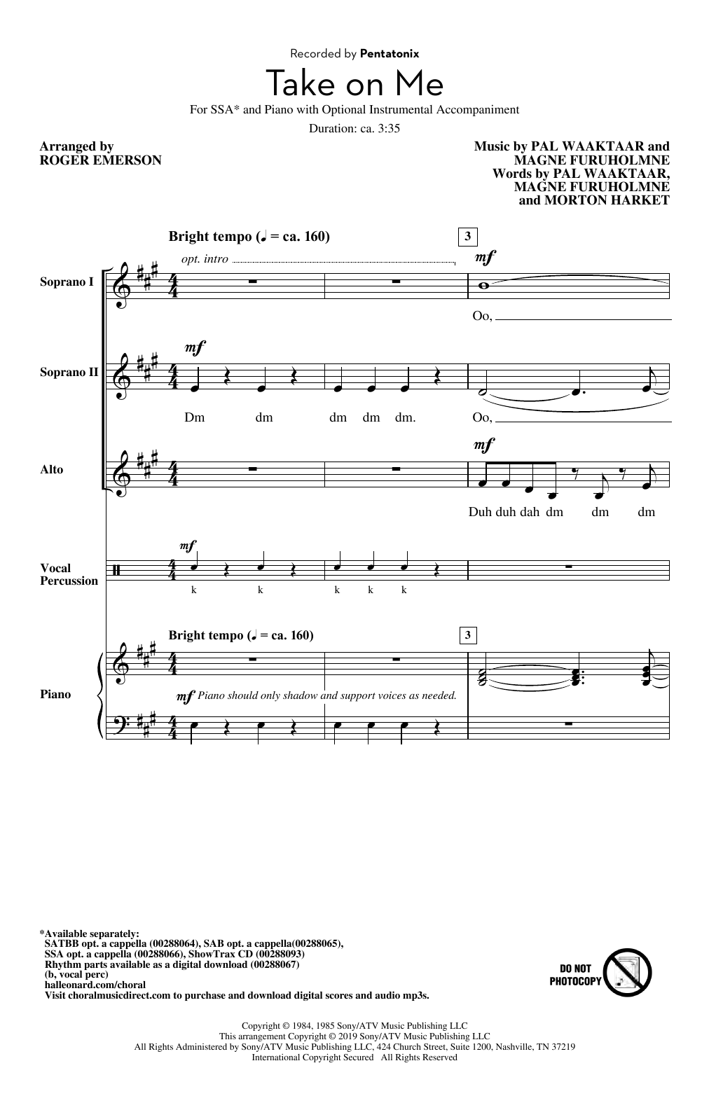 Take On Me (arr. Roger Emerson)