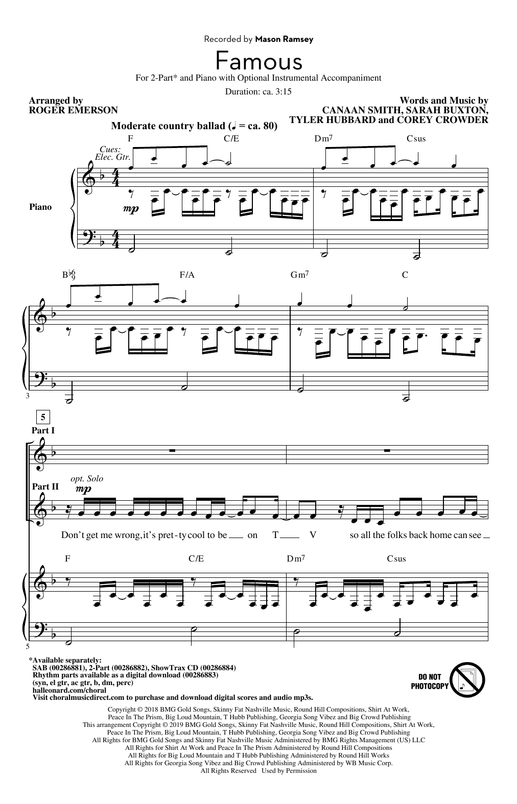 Famous (arr. Roger Emerson)