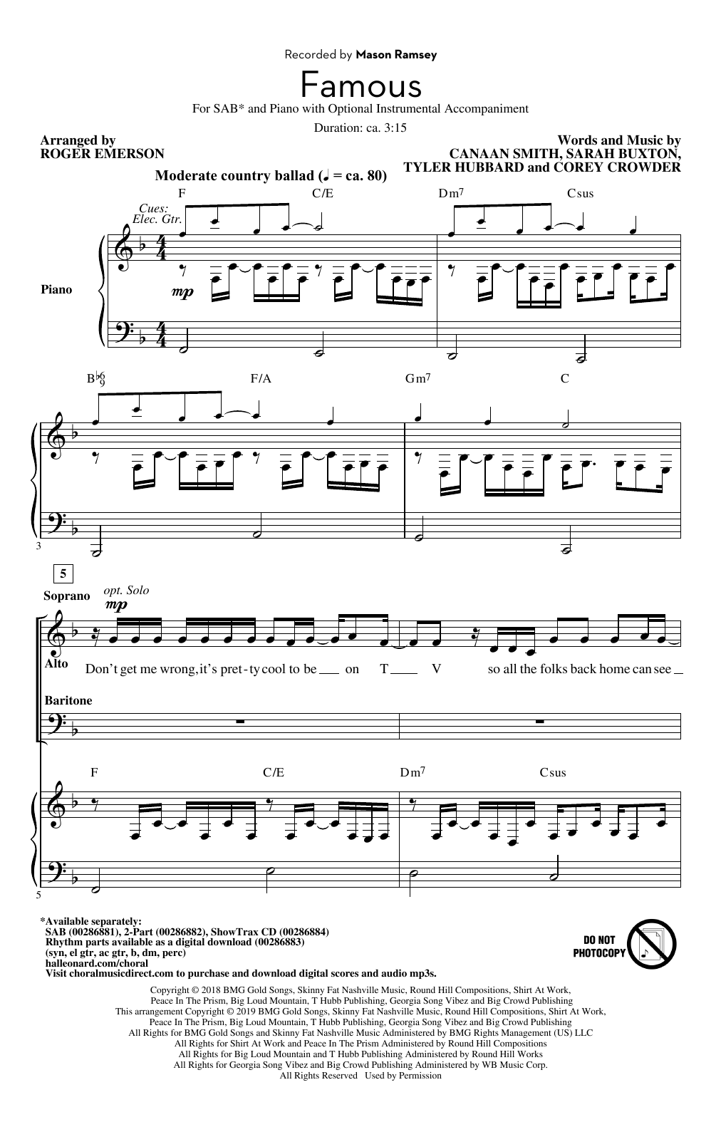 Famous (arr. Roger Emerson)