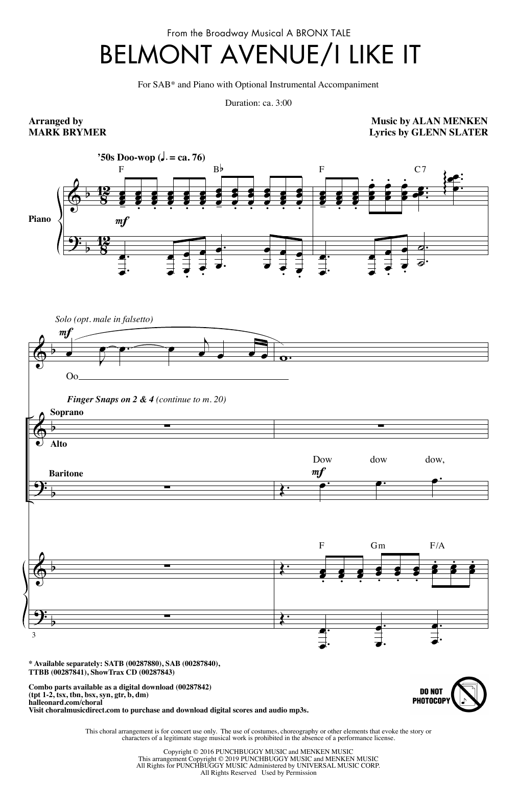 Belmont Avenue/I Like It (from A Bronx Tale) (arr. Mark Brymer)