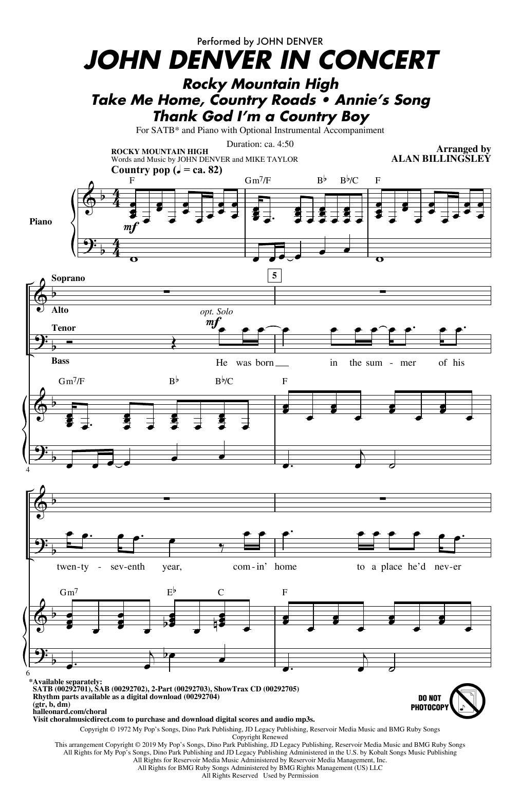 John Denver In Concert (arr. Alan Billingsley)