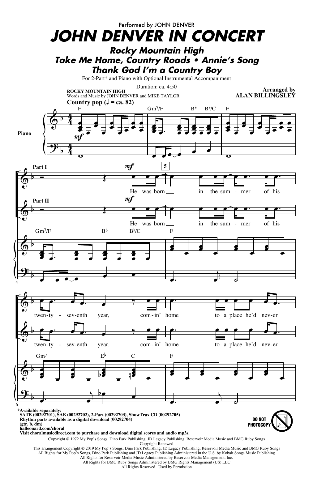John Denver In Concert (arr. Alan Billingsley)