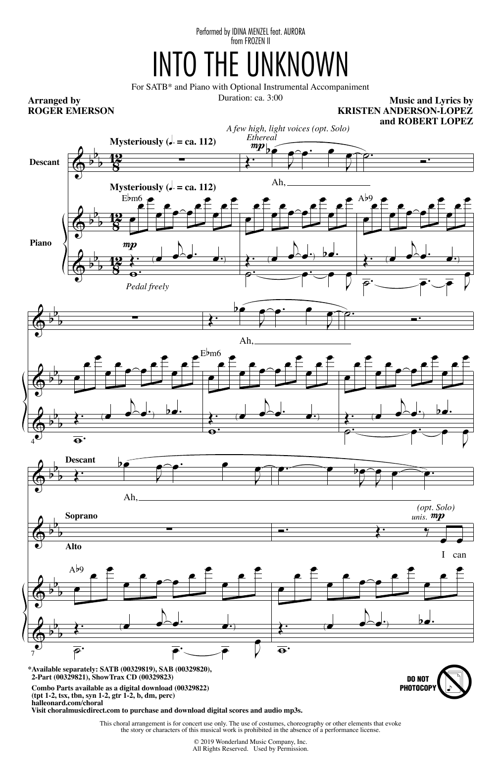 Into The Unknown (from Disney’s Frozen 2) (arr. Roger Emerson)