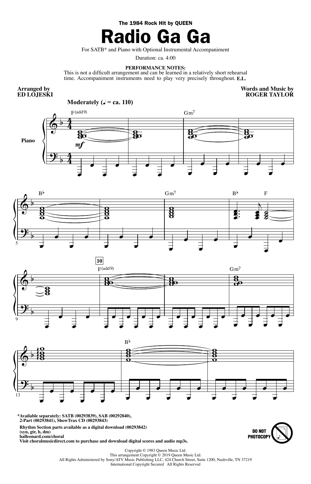 Radio Ga Ga (arr. Ed Lojeski)
