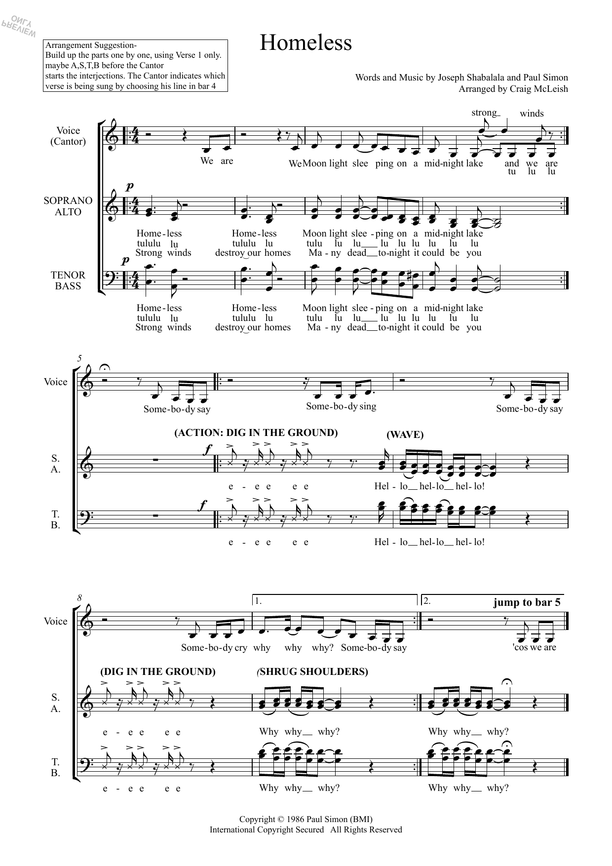 Homeless (arr. Craig McLeish) Homeless (arr. Craig McLeish)
