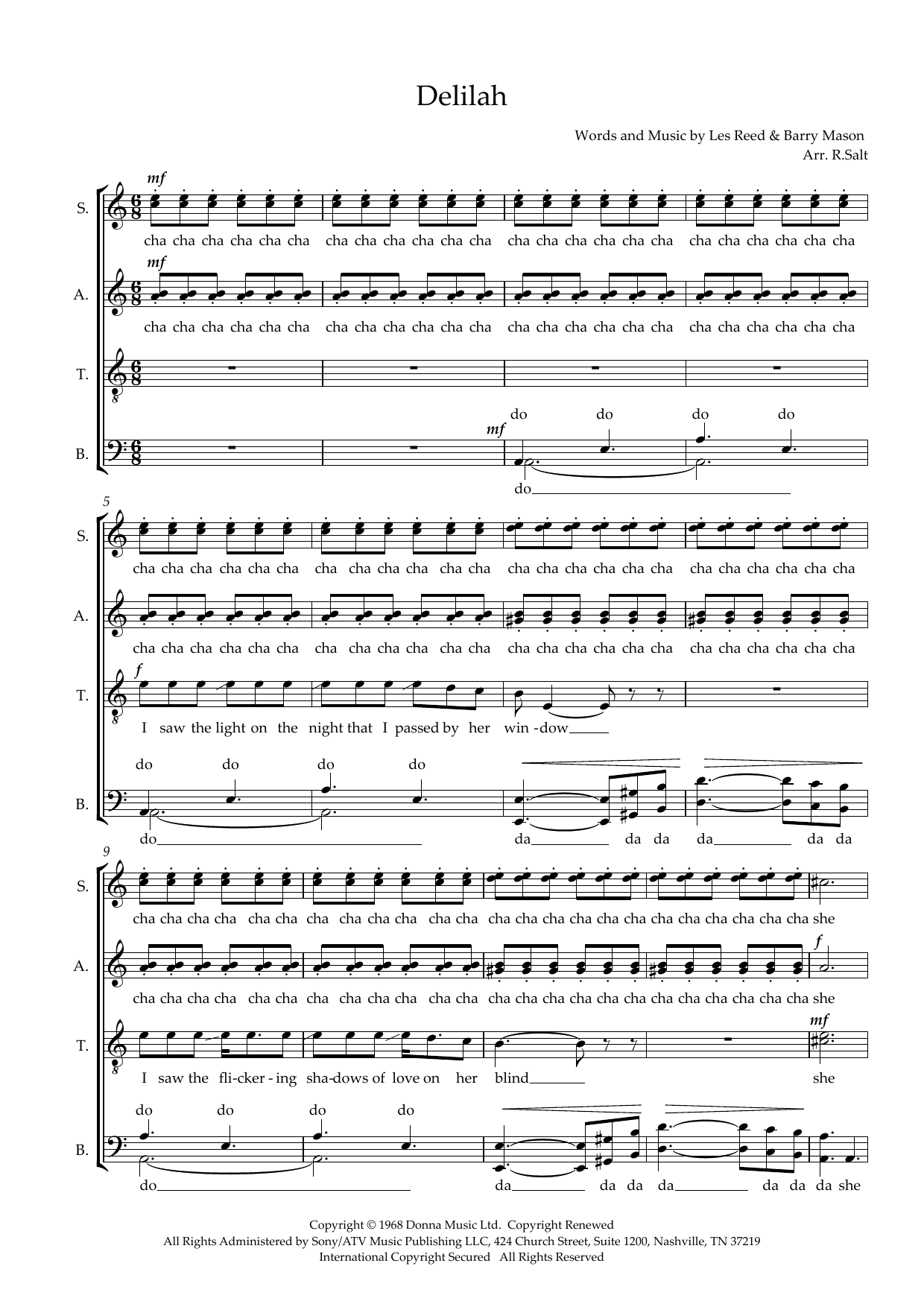 Delilah (arr. Richard Salt) Delilah (arr. Richard Salt)