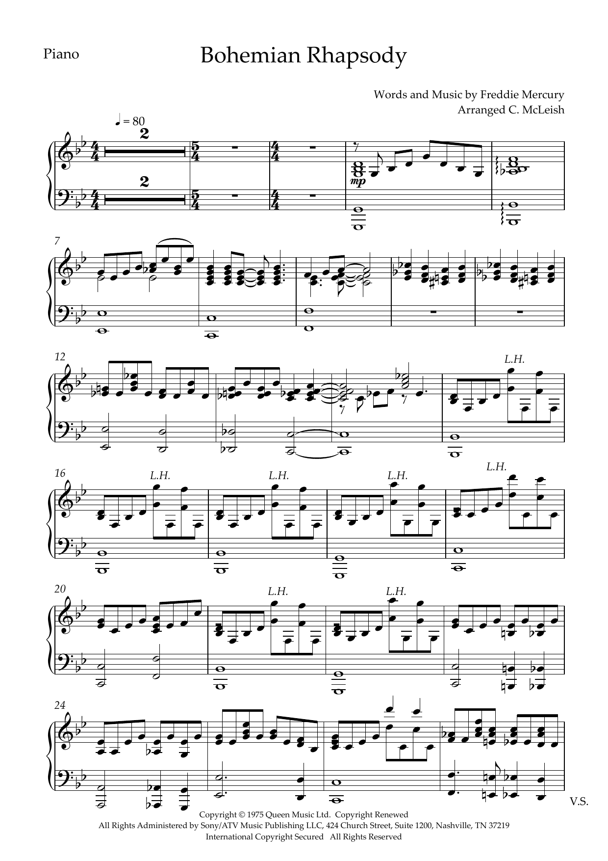 Bohemian Rhapsody (SSATB) (arr. Craig McLeish) – Piano Accompaniment Bohemian Rhapsody (SSATB) (arr. Craig McLeish) – Piano Accompaniment