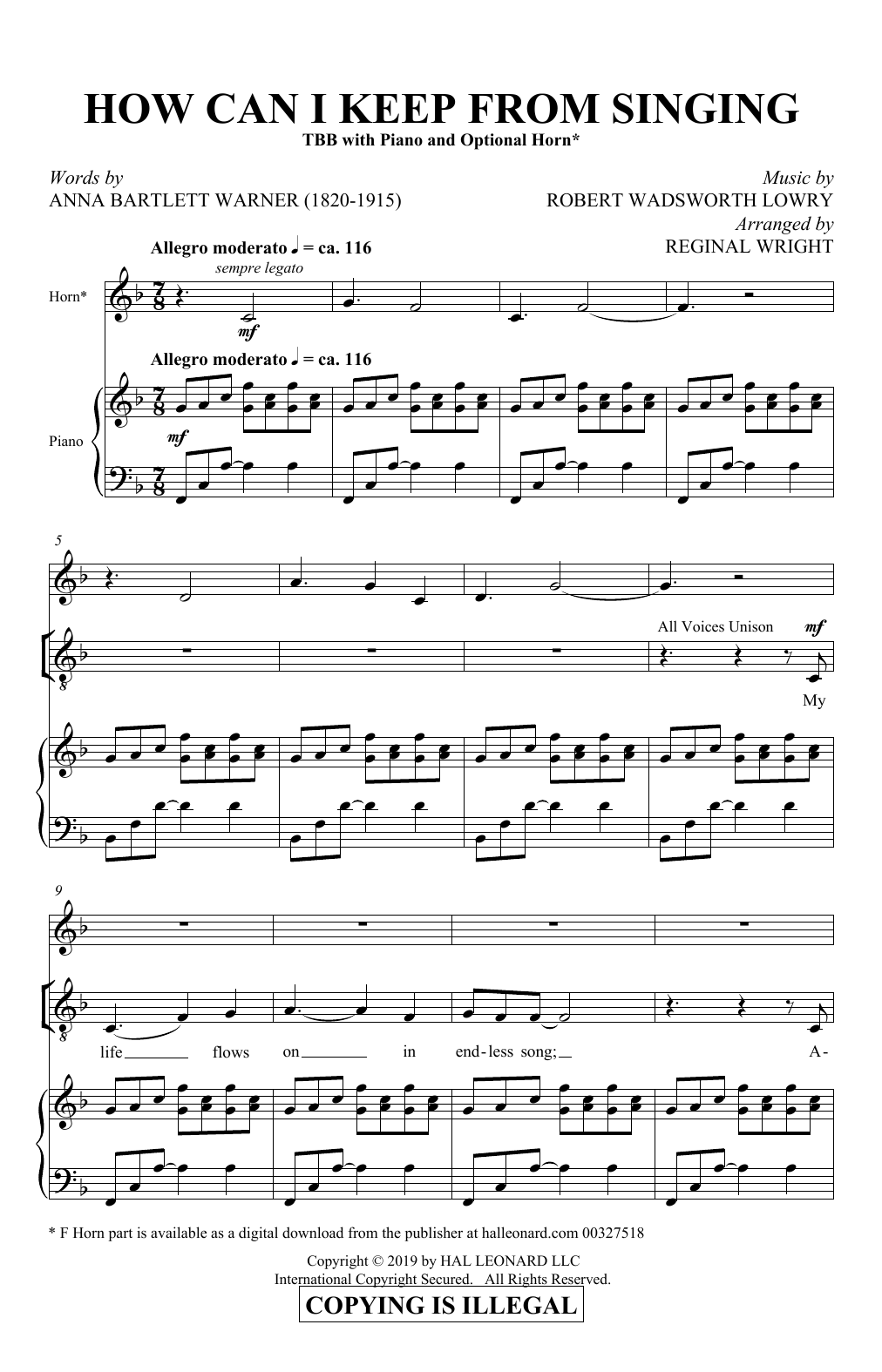 How Can I Keep From Singing (arr. Reginal Wright)