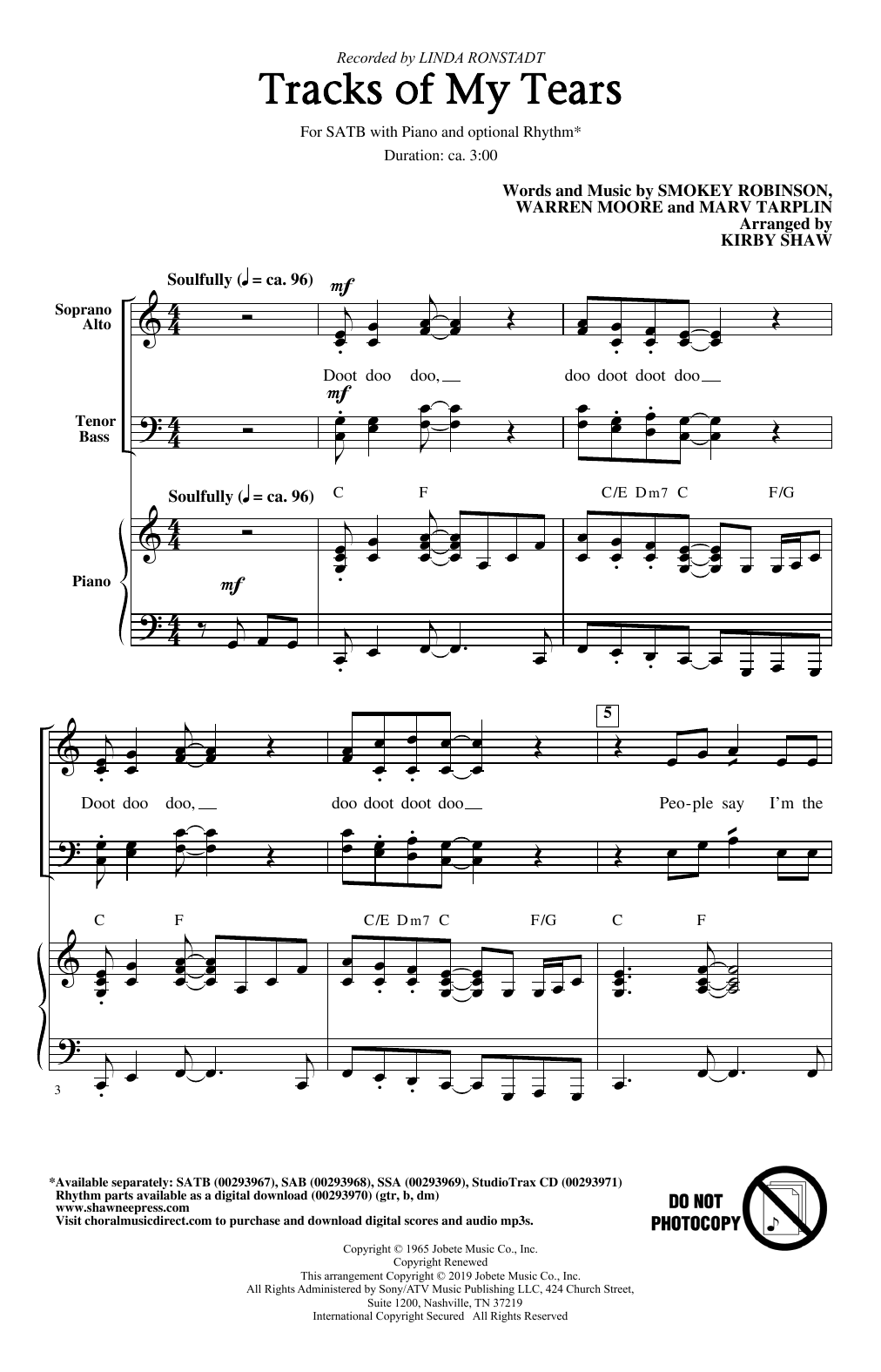 Tracks Of My Tears (arr. Kirby Shaw)
