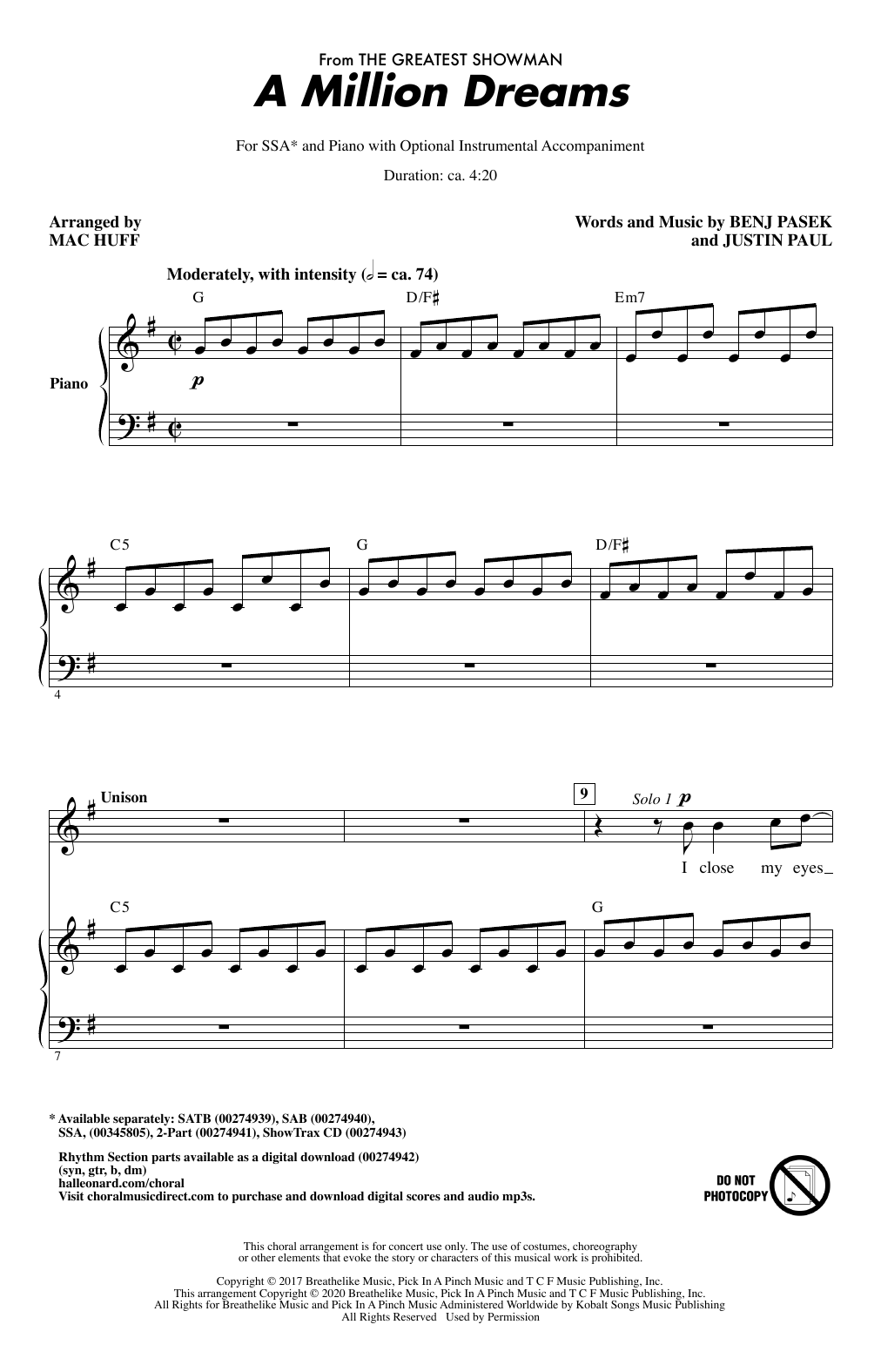 A Million Dreams (from The Greatest Showman) (arr. Mac Huff)