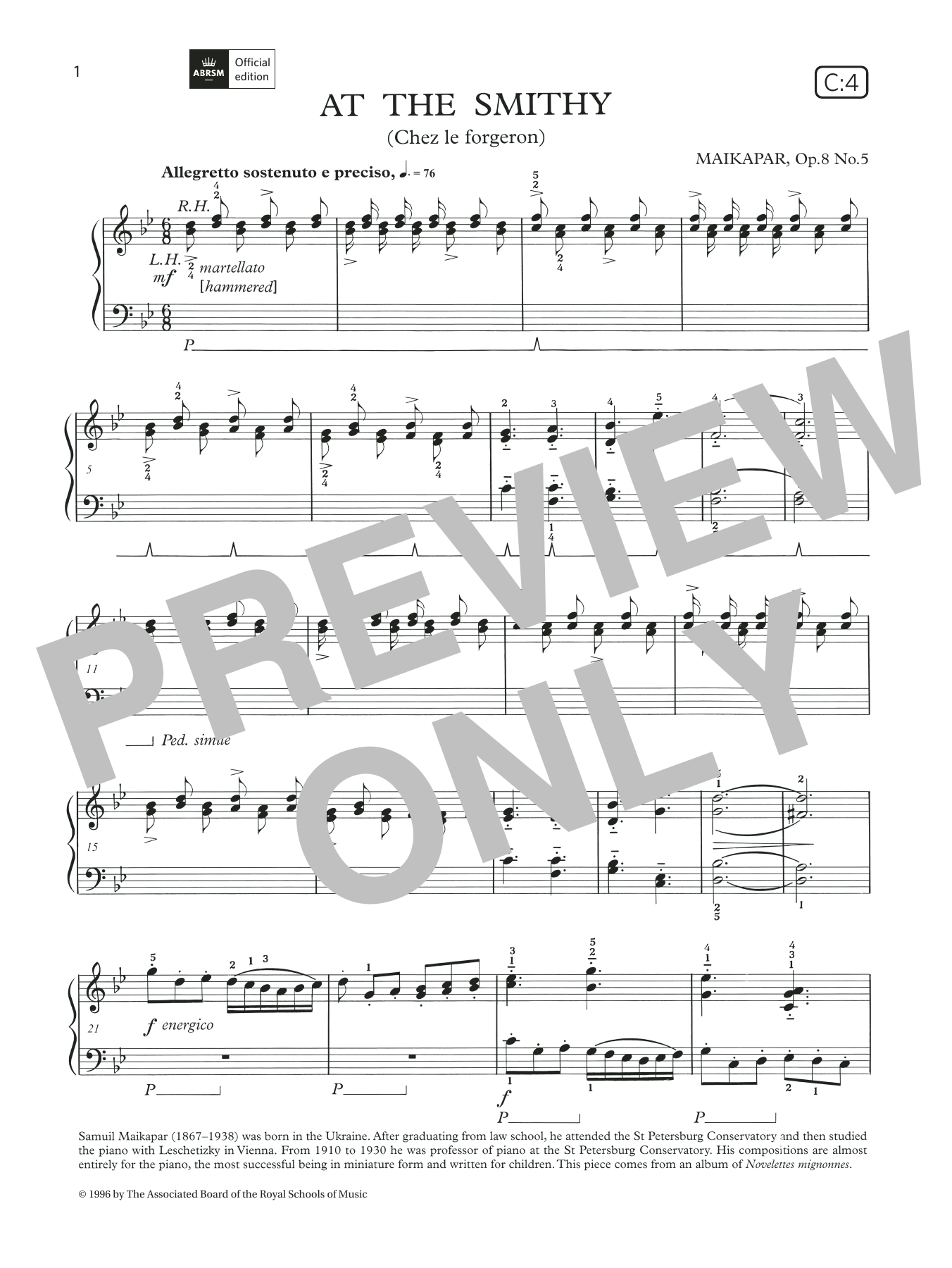 At the Smithy (Grade 4, list C4, from the ABRSM Piano Syllabus 2021 & 2022) At the Smithy (Grade 4, list C4, from the ABRSM Piano Syllabus 2021 & 2022)