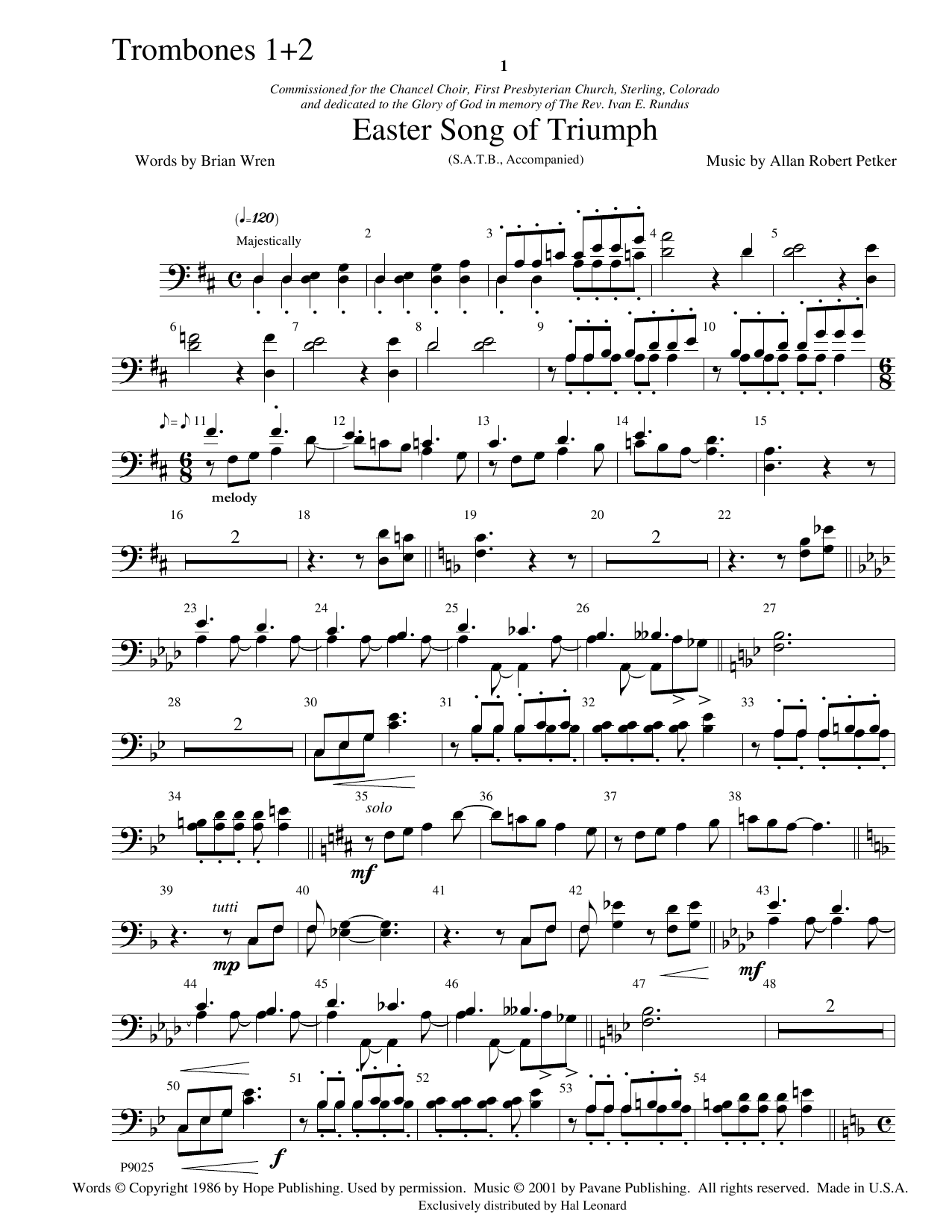 Easter Song Of Triumph – Trombone 1 & 2 Easter Song Of Triumph – Trombone 1 & 2