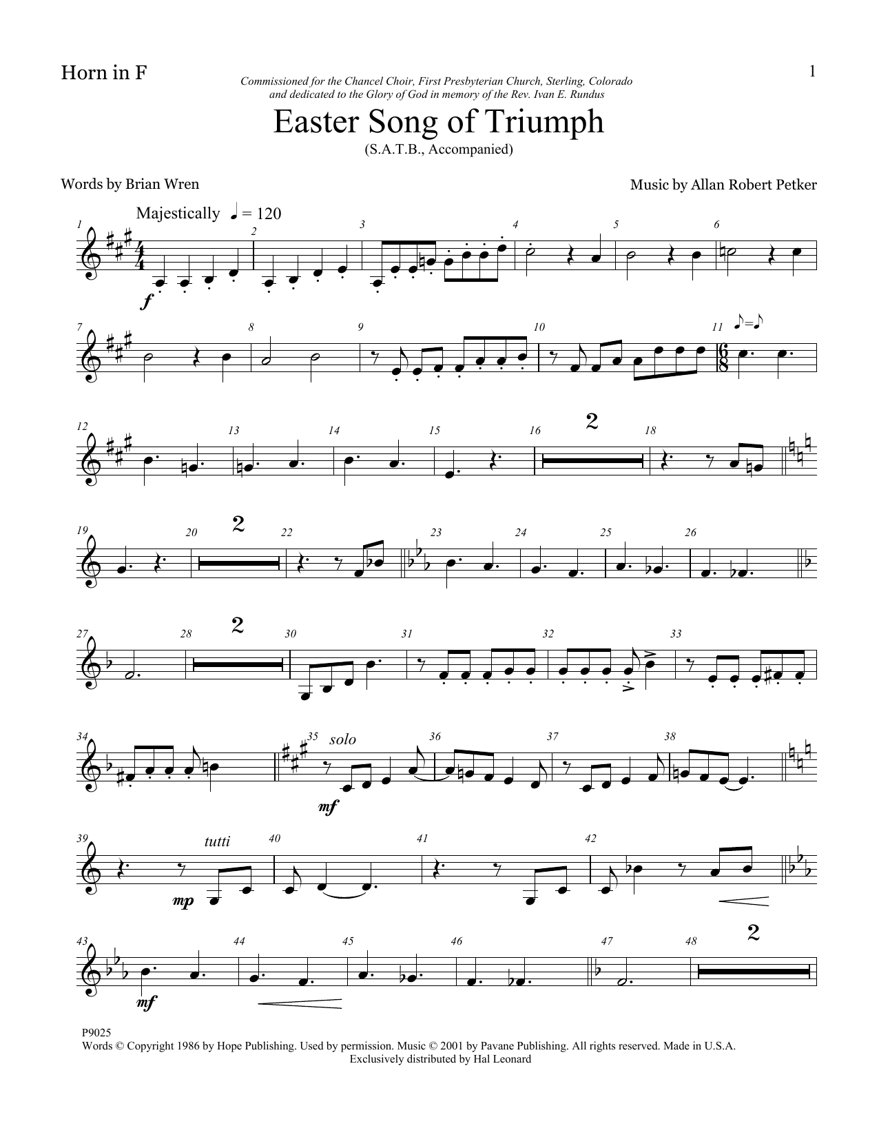 Easter Song Of Triumph – Horn in F Easter Song Of Triumph – Horn in F