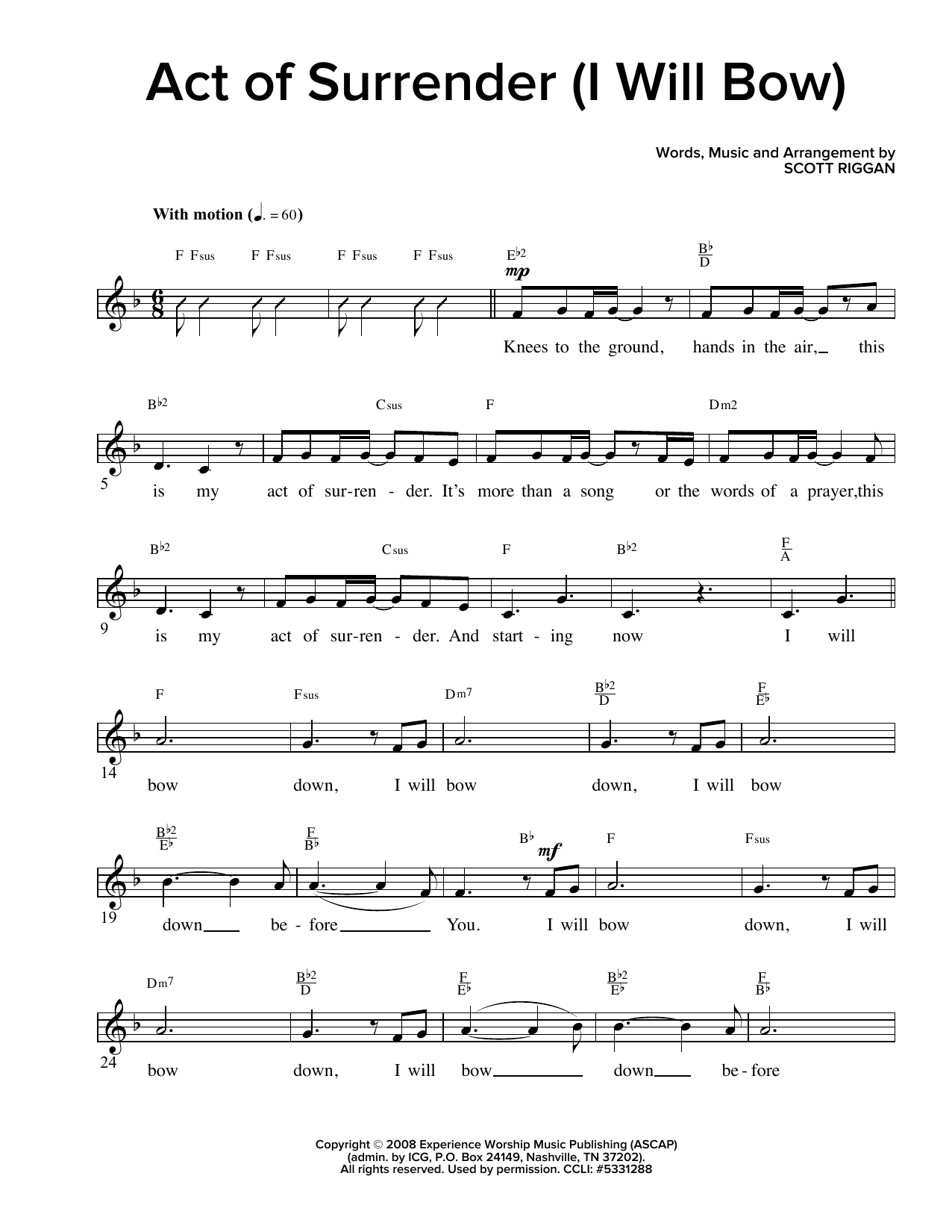 Act Of Surrender (I Will Bow) Act Of Surrender (I Will Bow)