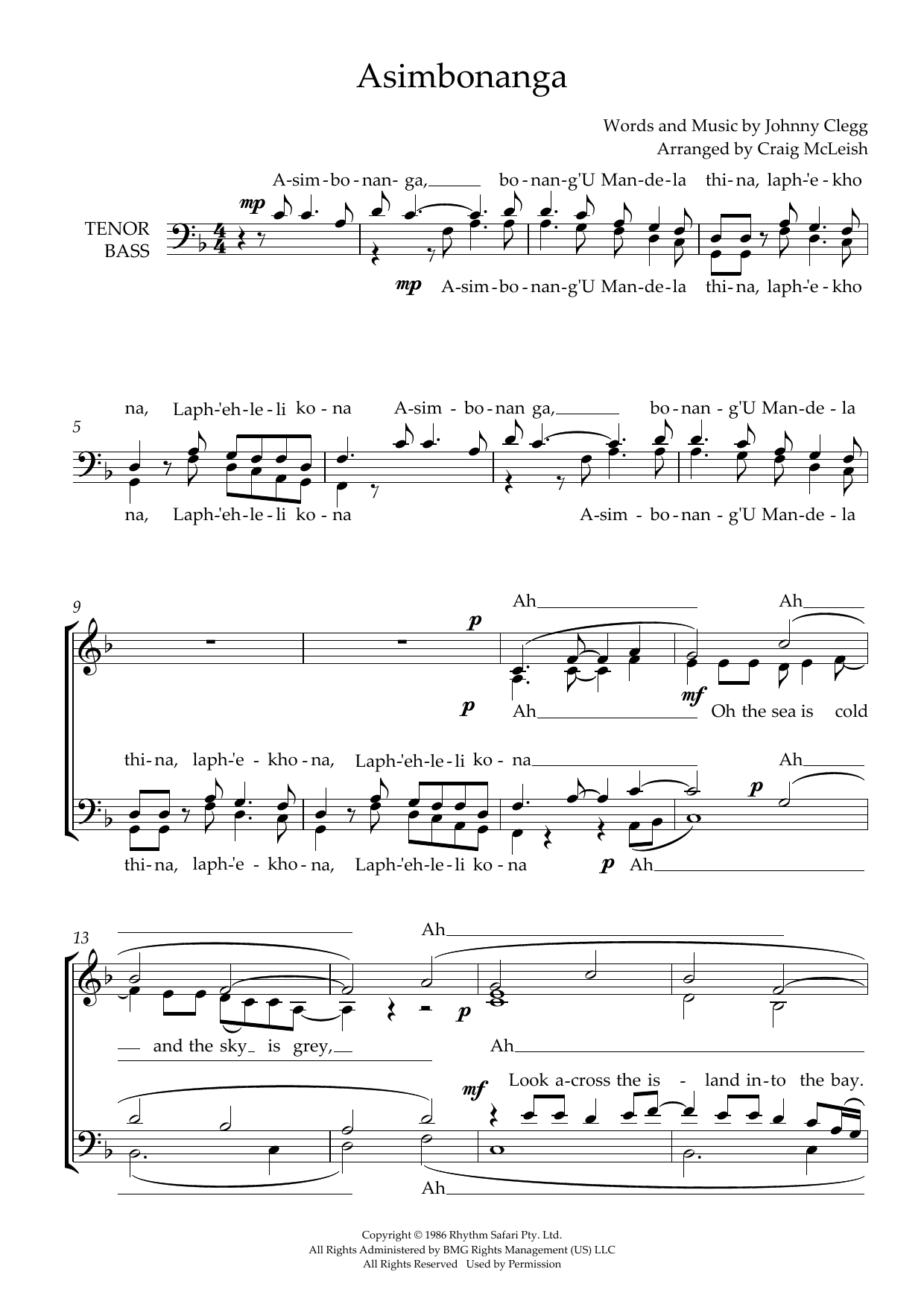 Asimbonanga (arr. Craig McLeish) Asimbonanga (arr. Craig McLeish)