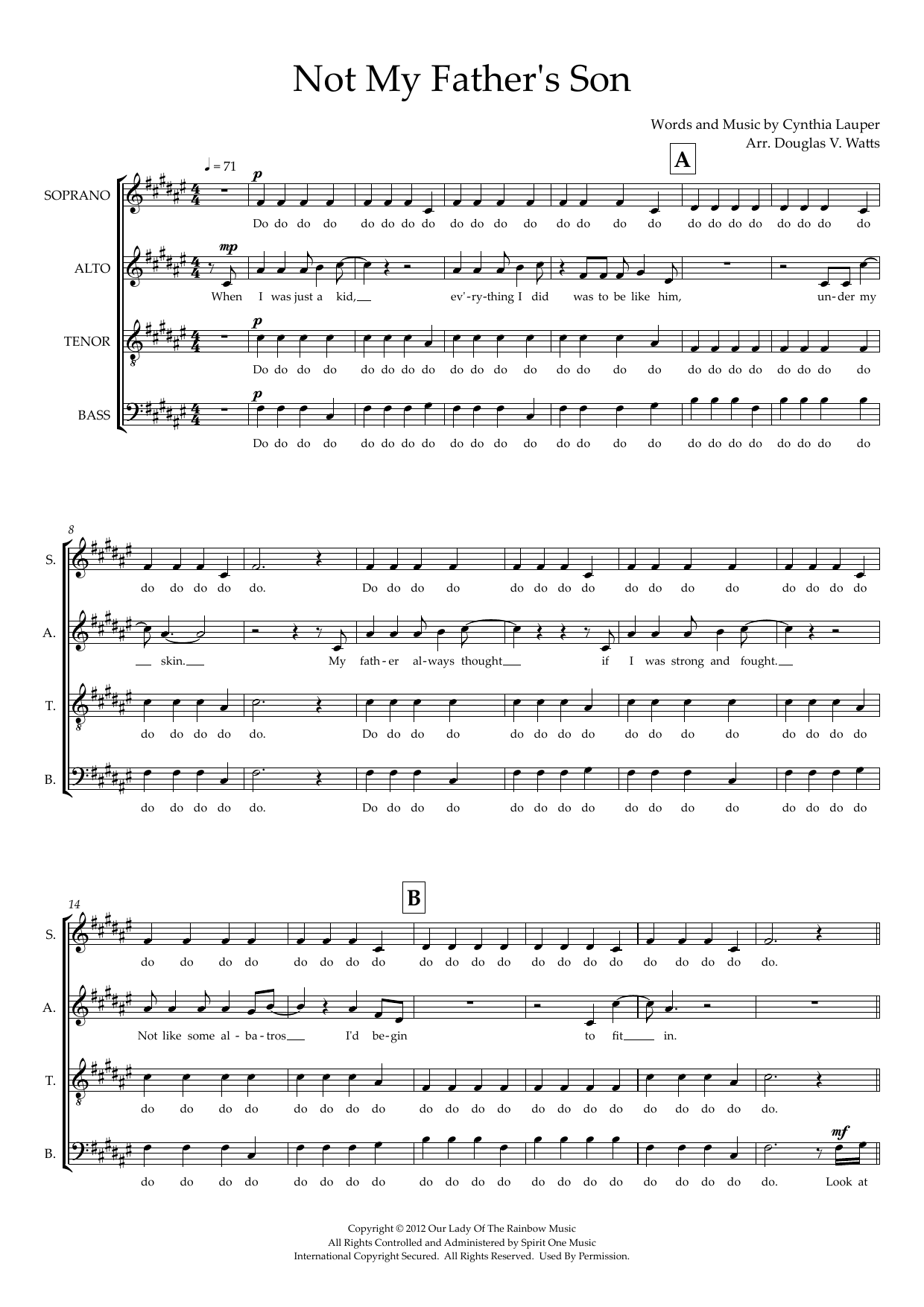 Not My Father’s Son (from Kinky Boots) (arr. Doug Watts) Not My Father’s Son (from Kinky Boots) (arr. Doug Watts)
