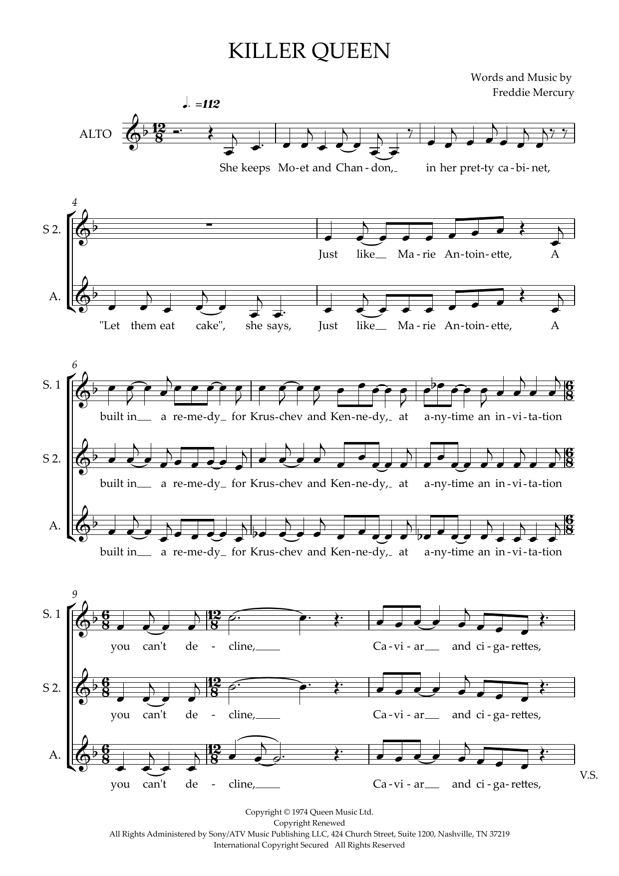 Killer Queen (arr. Craig McLeish) – Choral Score Killer Queen (arr. Craig McLeish) – Choral Score